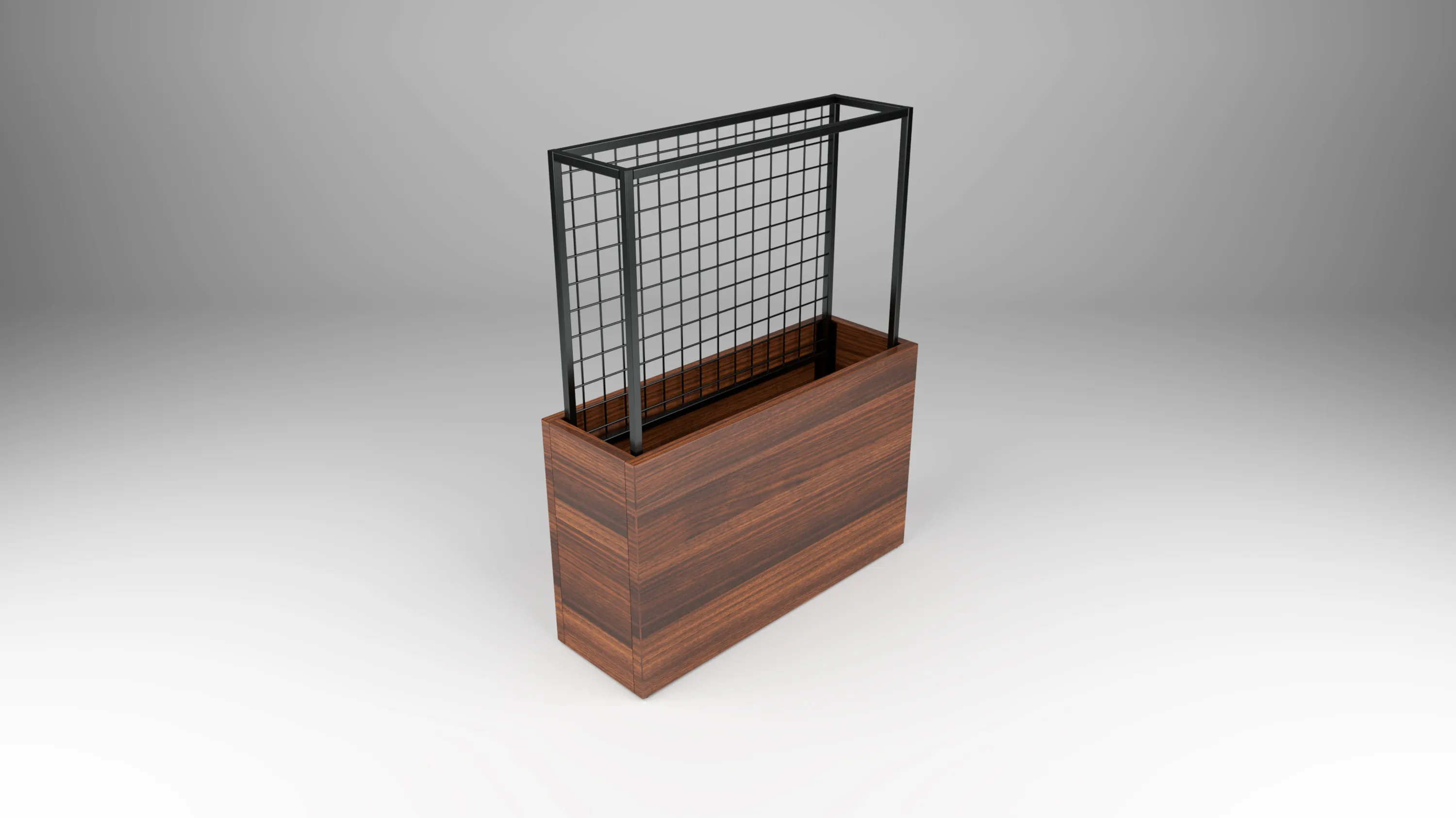 outdoor planter in wood with steel trellis by Icon Modern