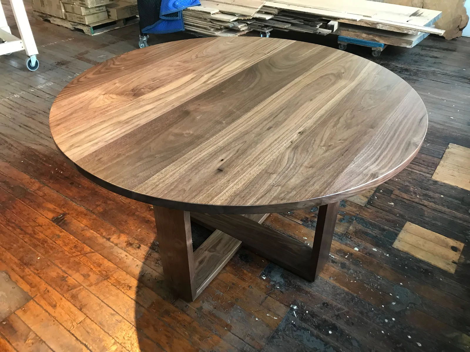 Custom urban wood walnut table by icon modern