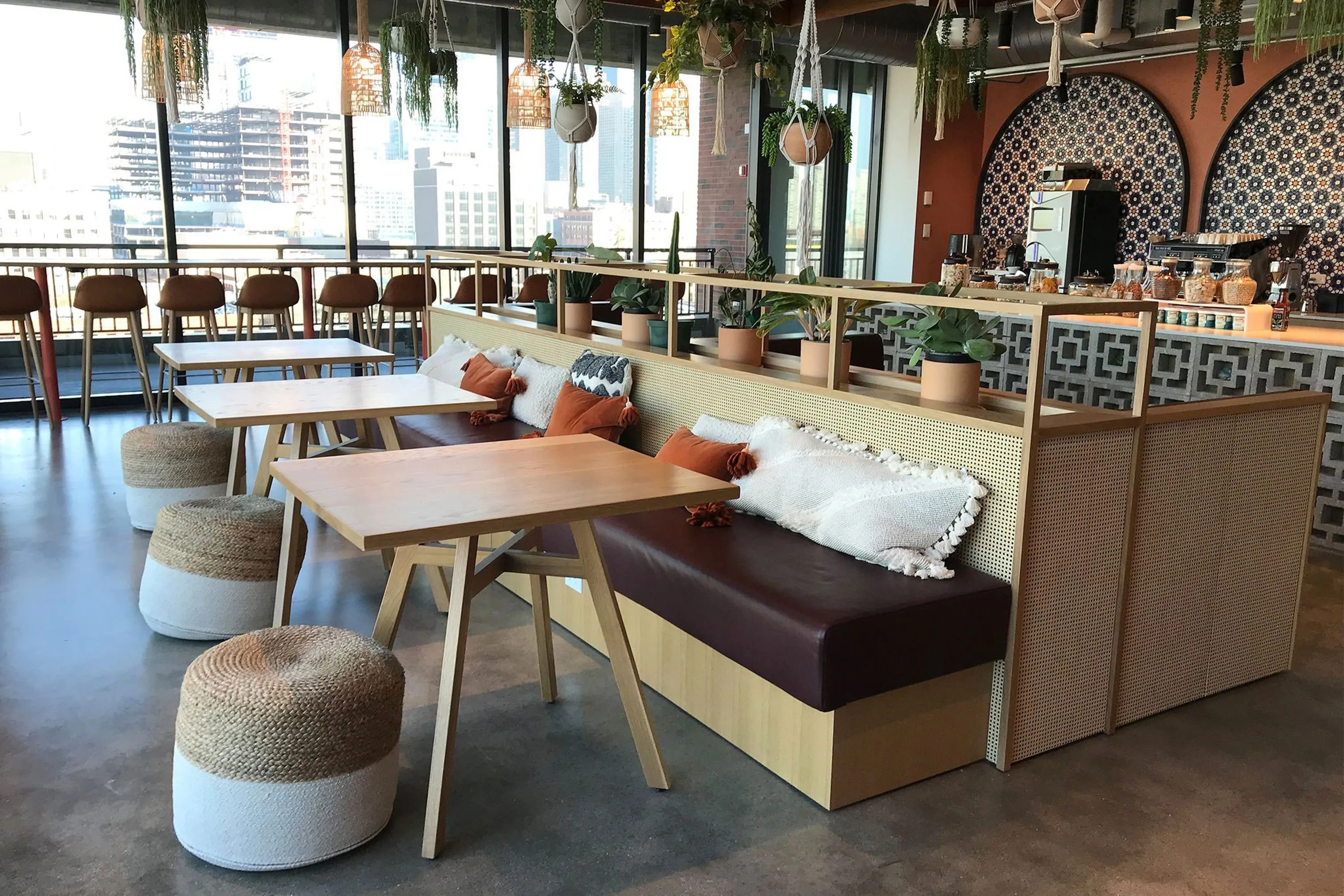 Custom solid oak cafe table by icon modern