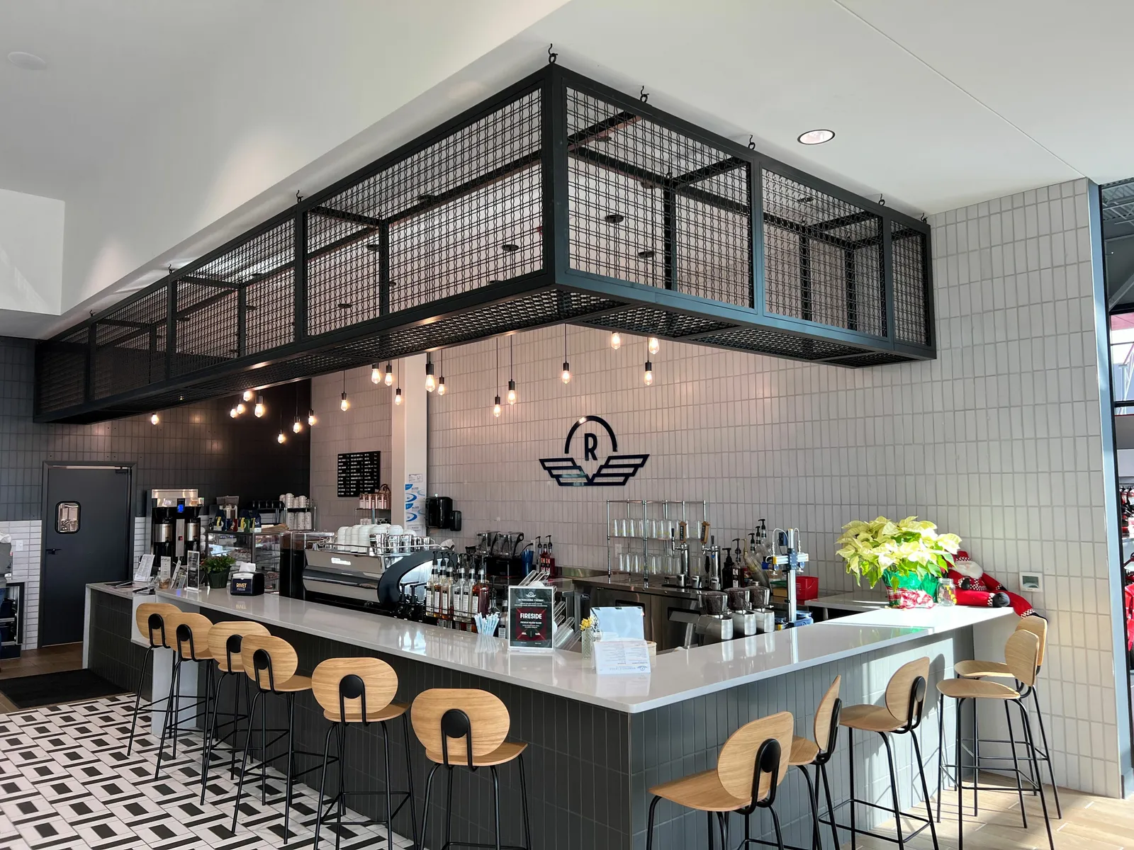 custom ceiling element in steel L-shape by Icon Modern