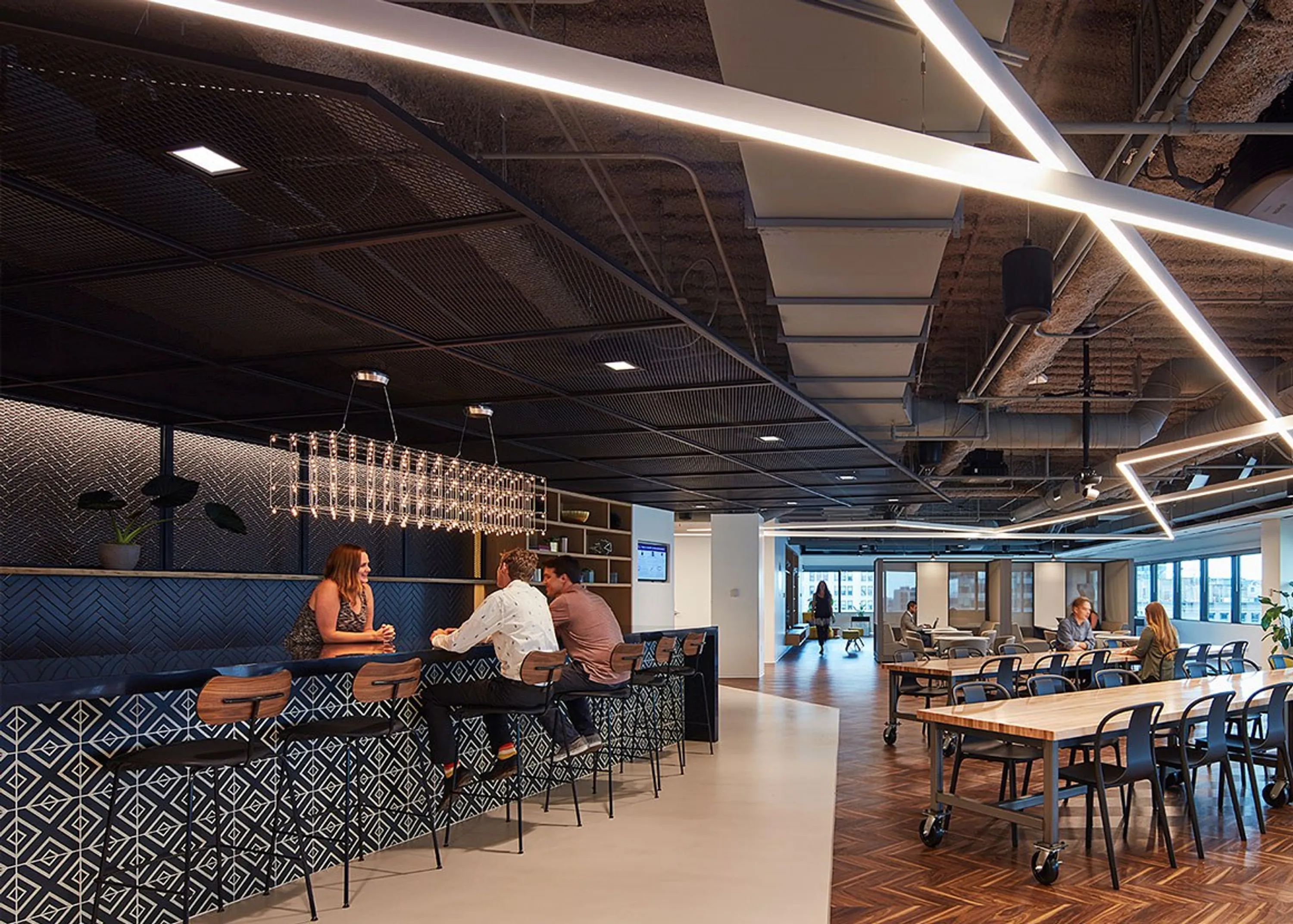 custom ceiling and wall elements in expanded metal by Icon Modern