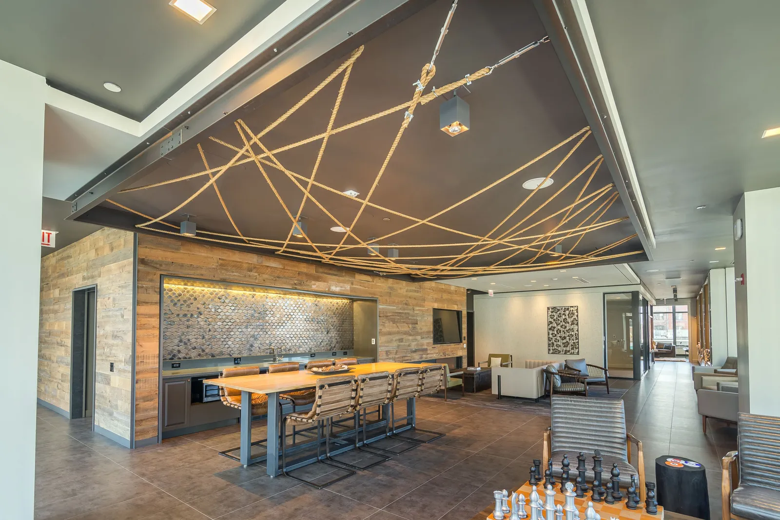 custom ceiling element in natural rope by Icon Modern