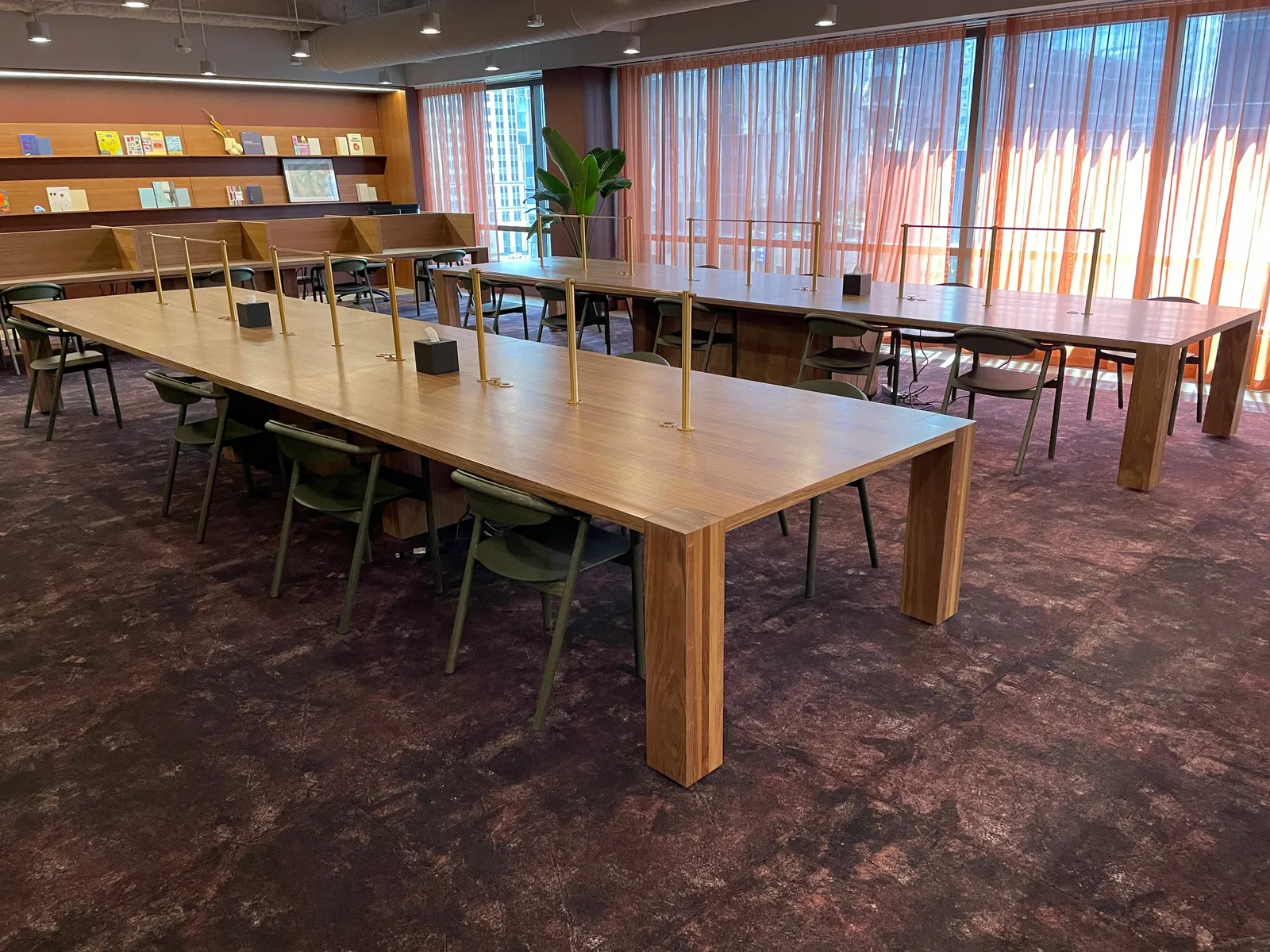 custom library table in walnut veneer by Icon Modern