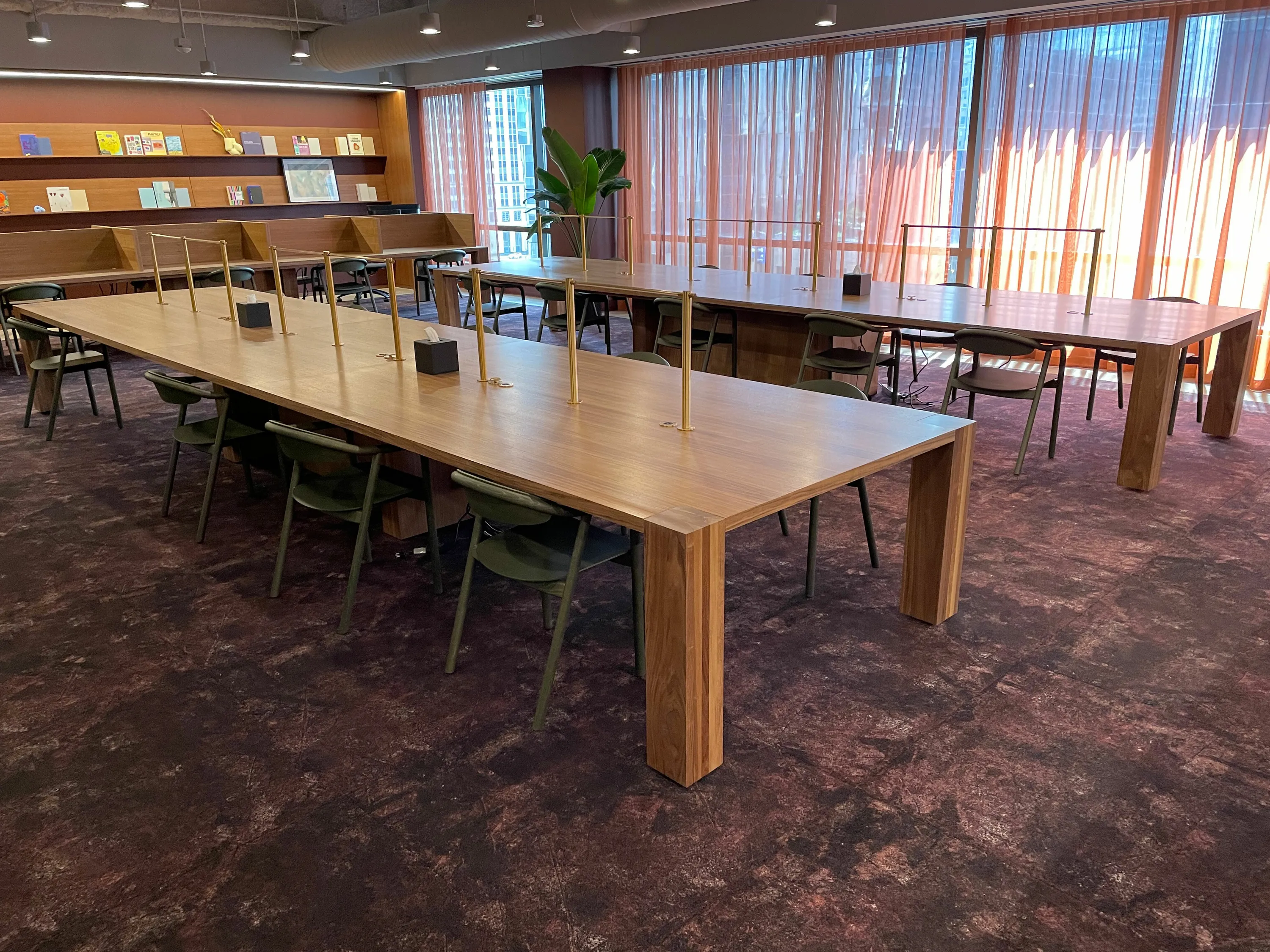 custom library table in walnut veneer by Icon Modern