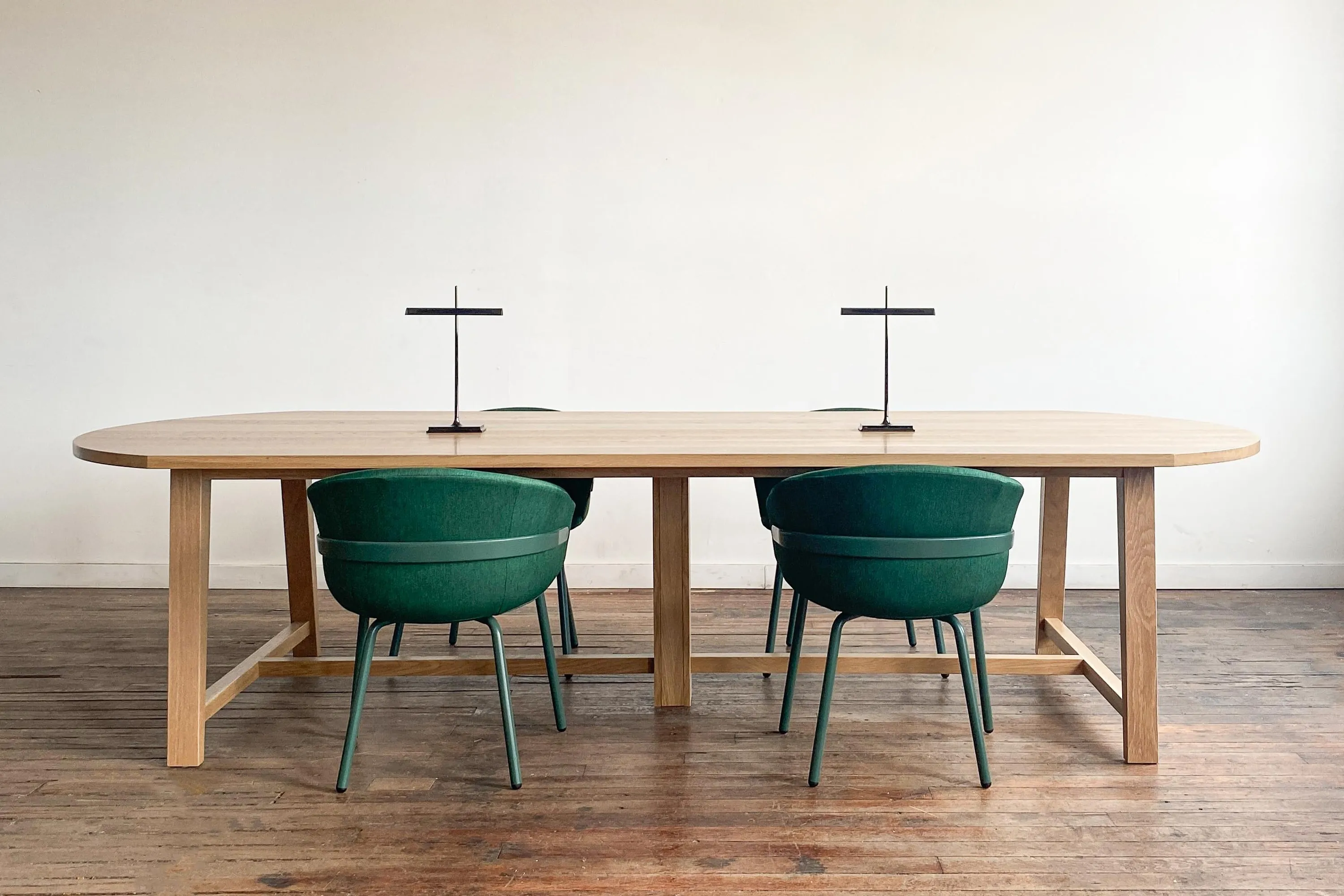 custom oak library table by Icon Modern