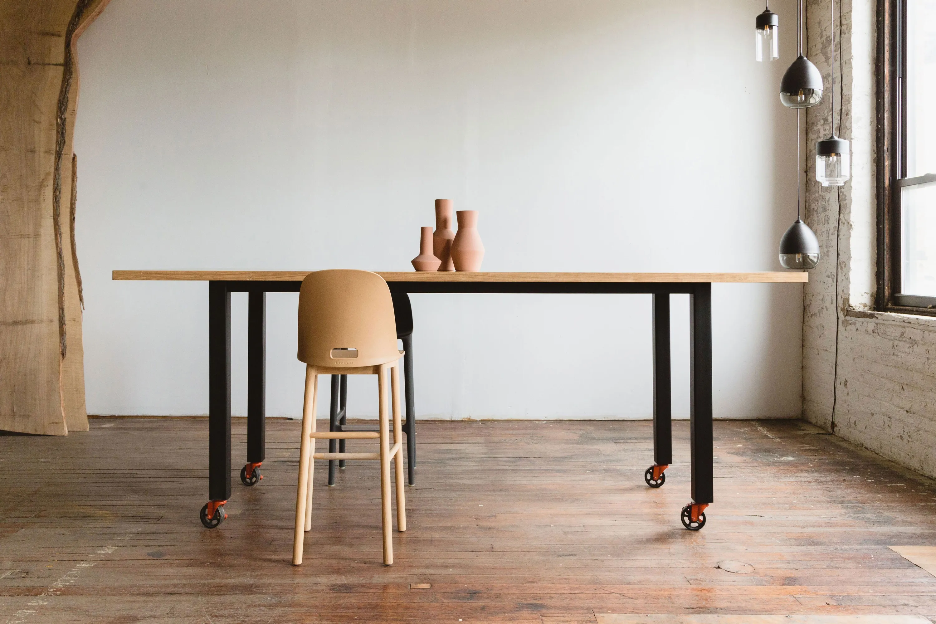 Custom community bar height table post base casters by icon modern