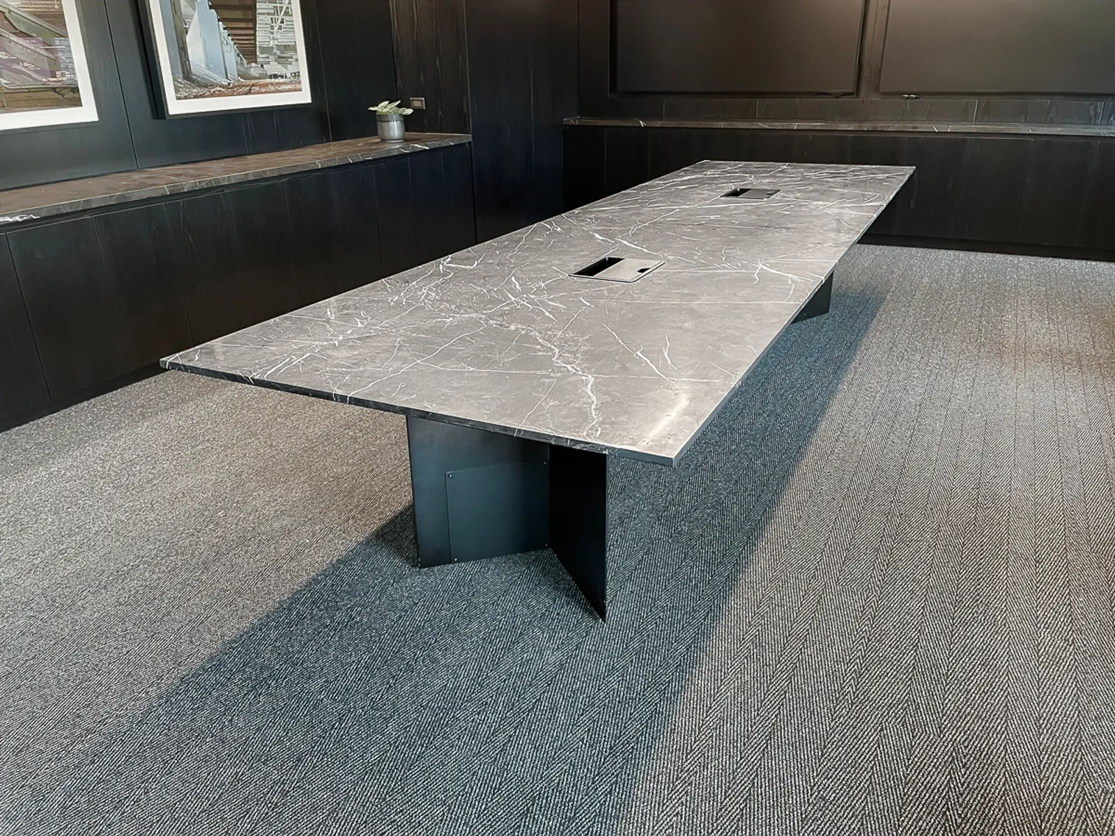 custom stone boardroom table by Icon Modern