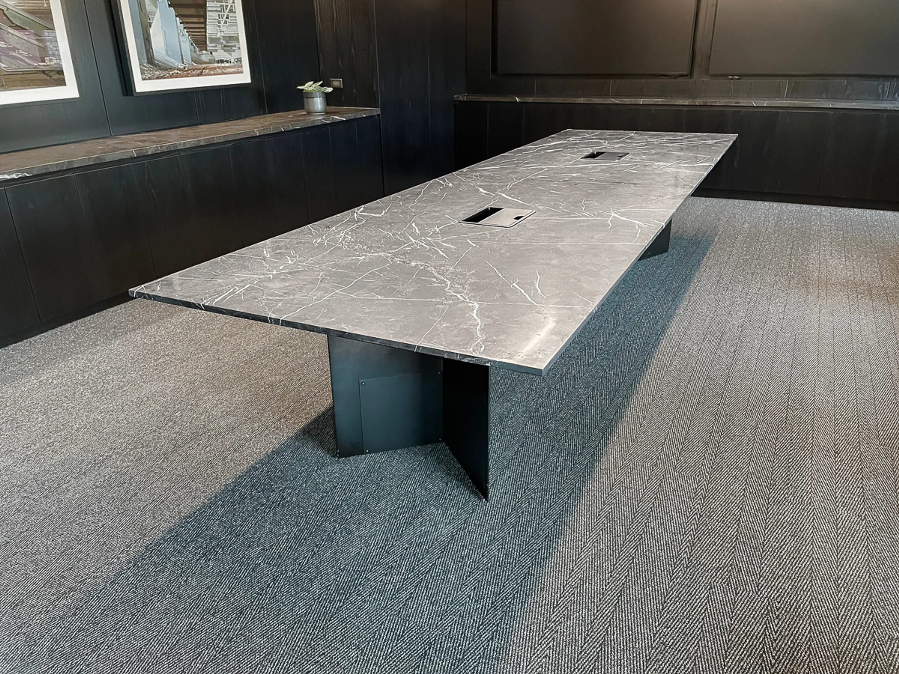 custom stone boardroom table by Icon Modern