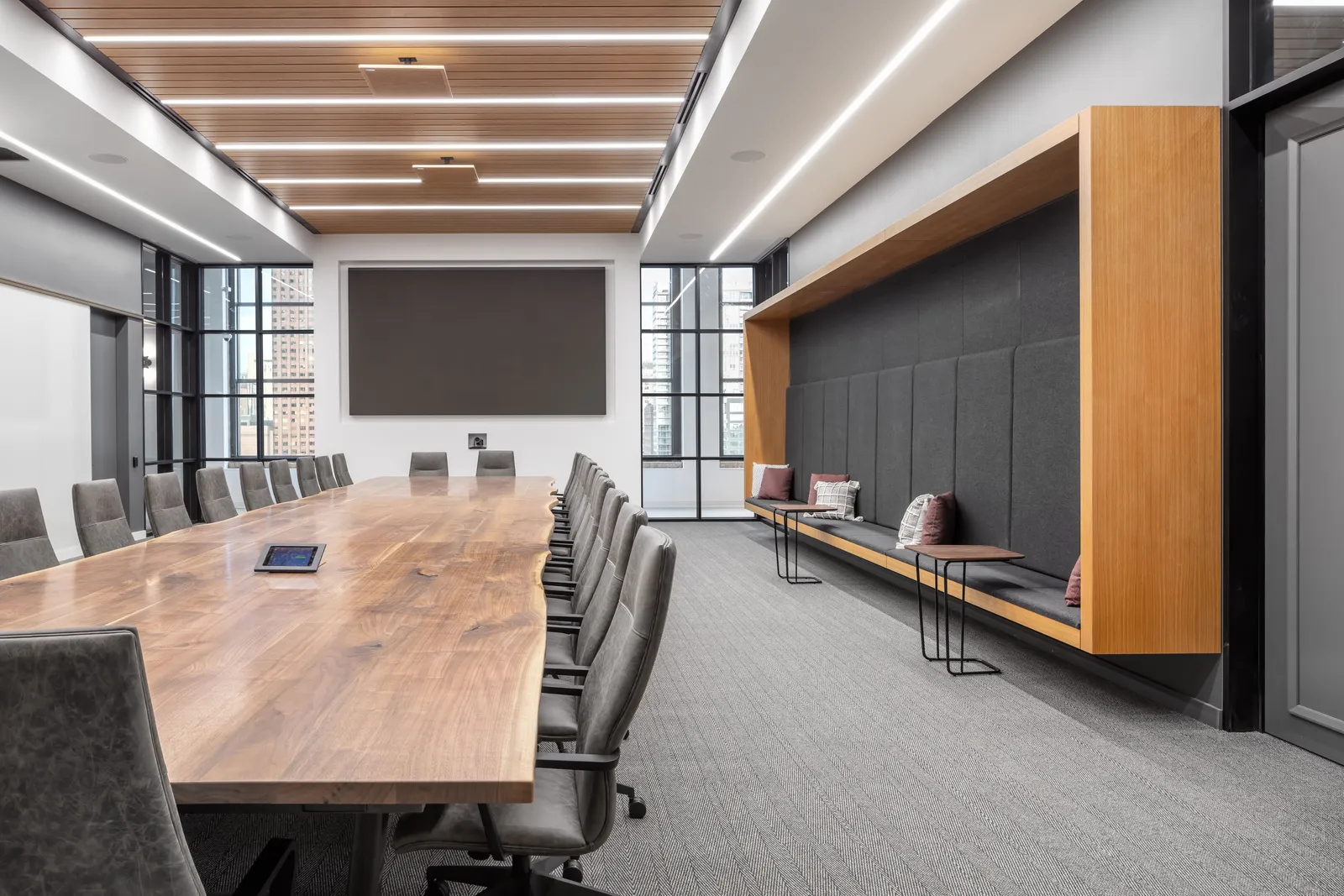custom walnut conference table by Icon Modern