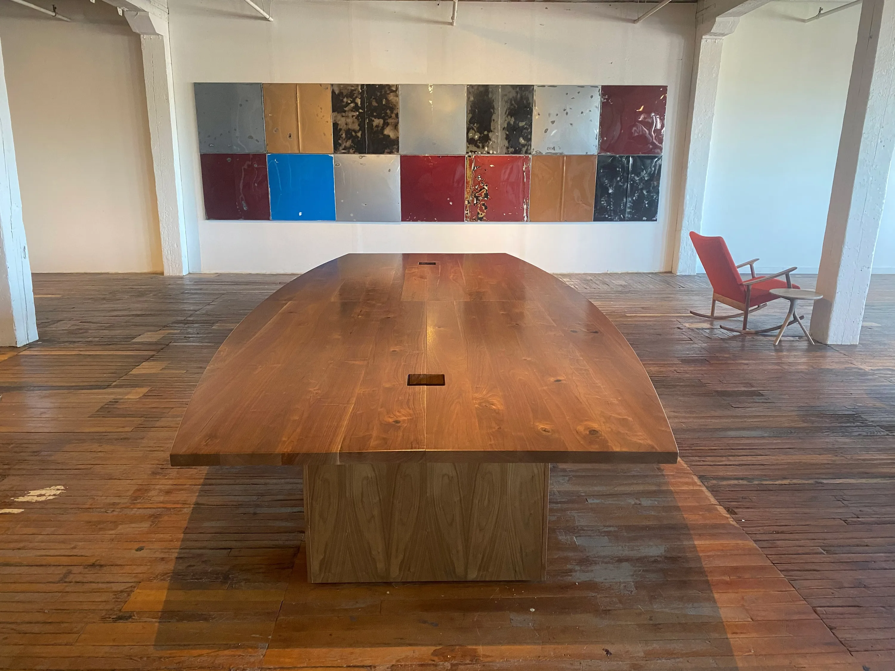 custom conference table in urban walnut by Icon Modern