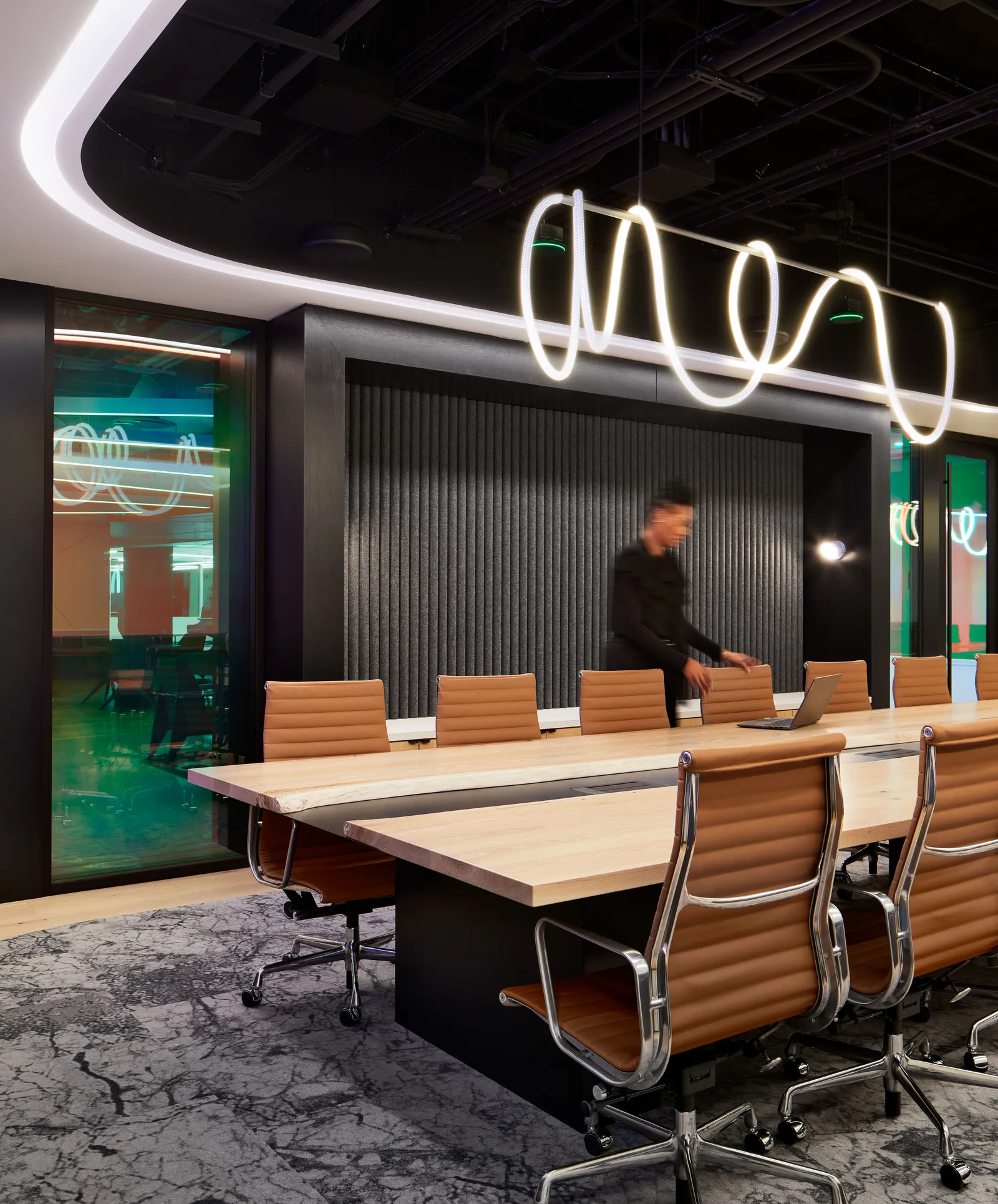 custom conference table in oak hardwood by Icon Modern