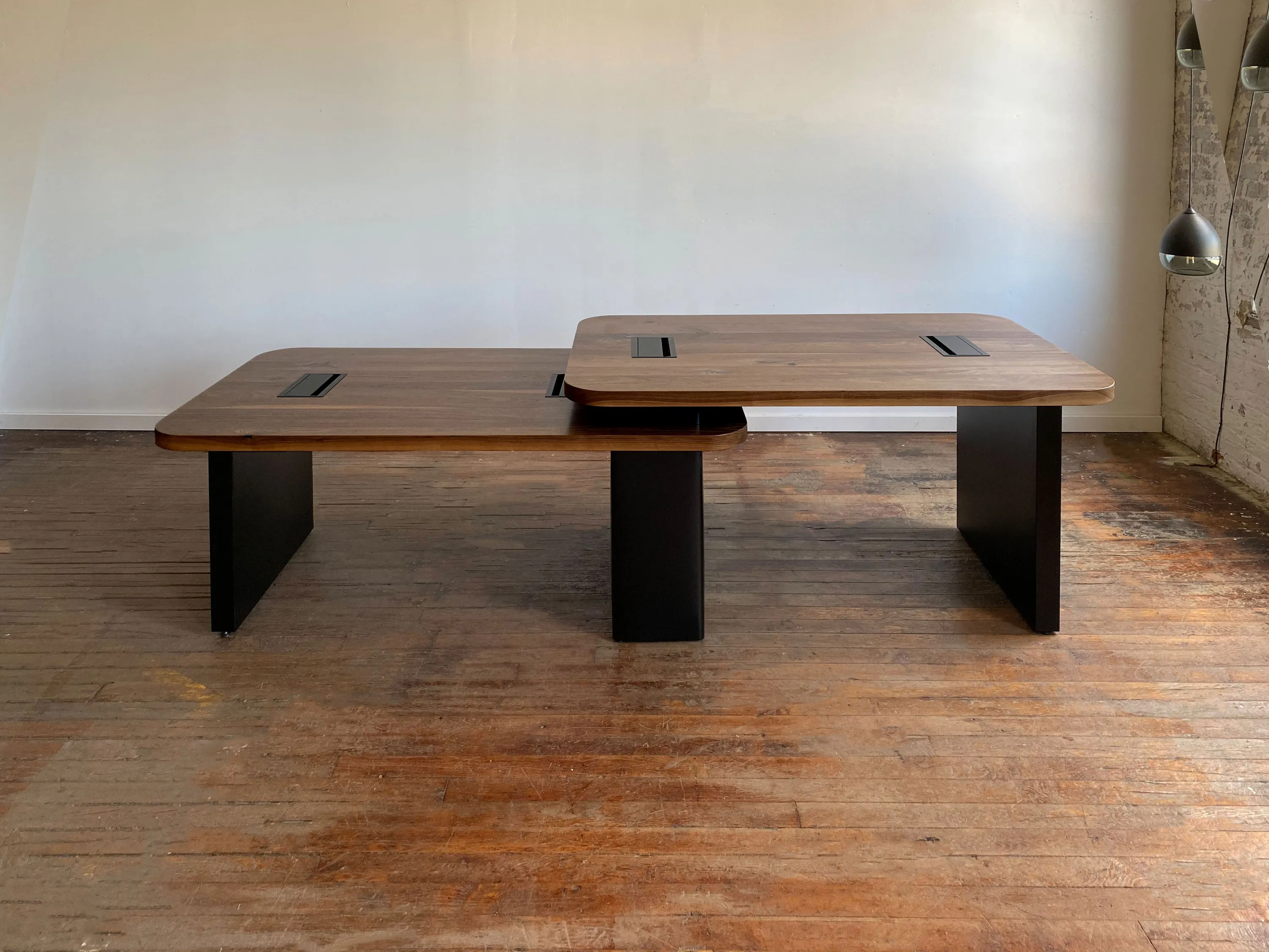 custom conference table in urban walnut by Icon Modern