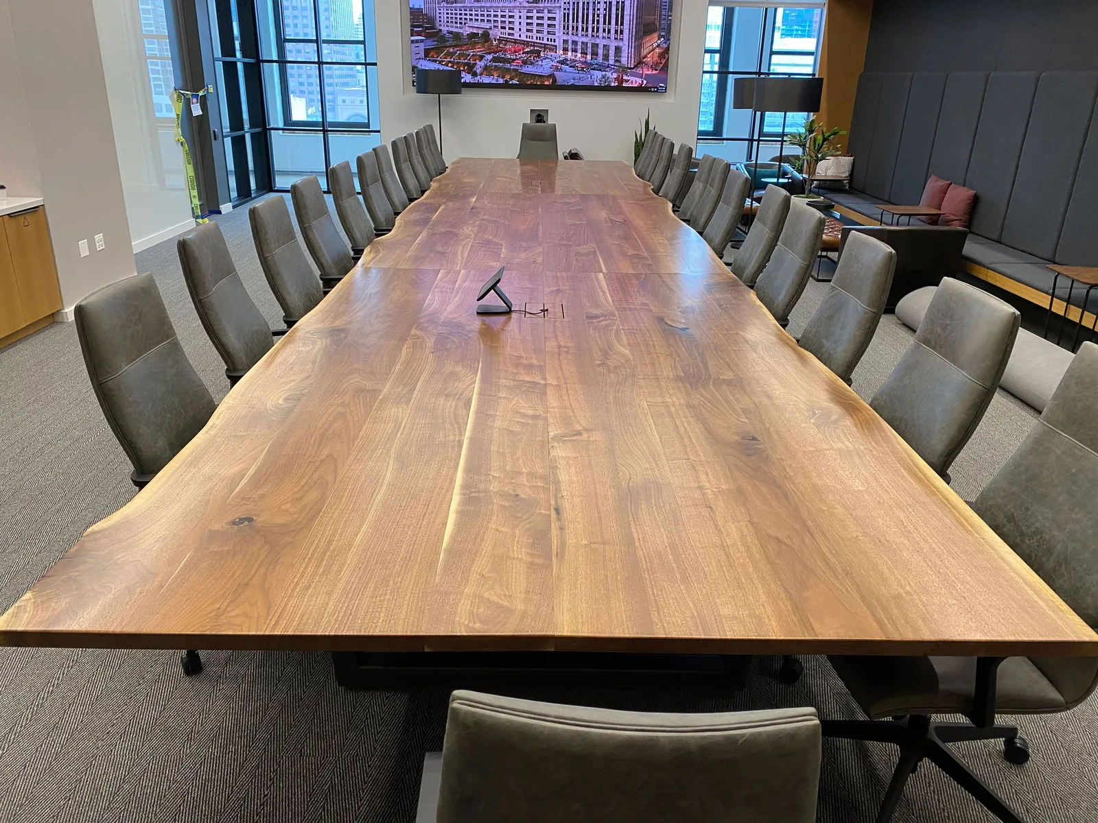 custom conference table in urban walnut by Icon Modern