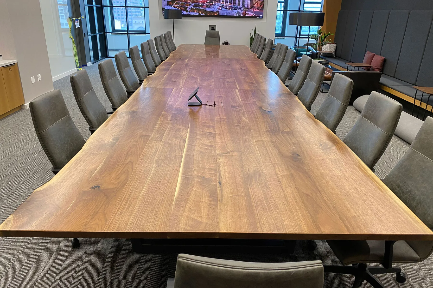 custom conference table in urban walnut by Icon Modern