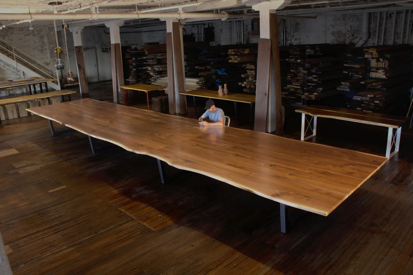 custom conference table in walnut by Icon Modern