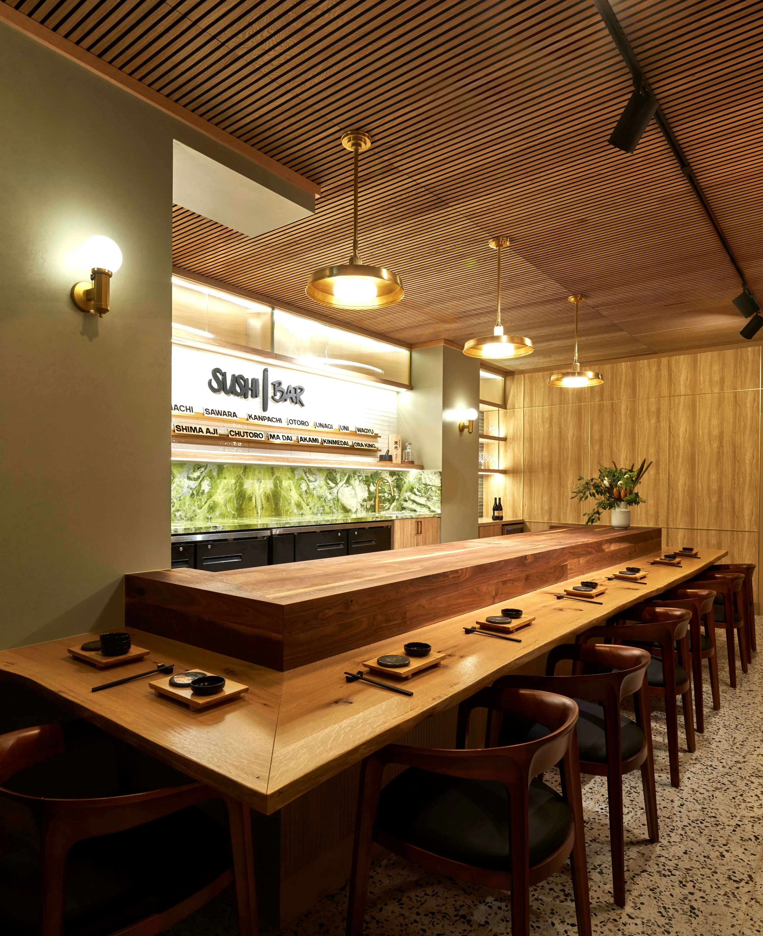 Custom bar counter in urban oak by Icon Modern