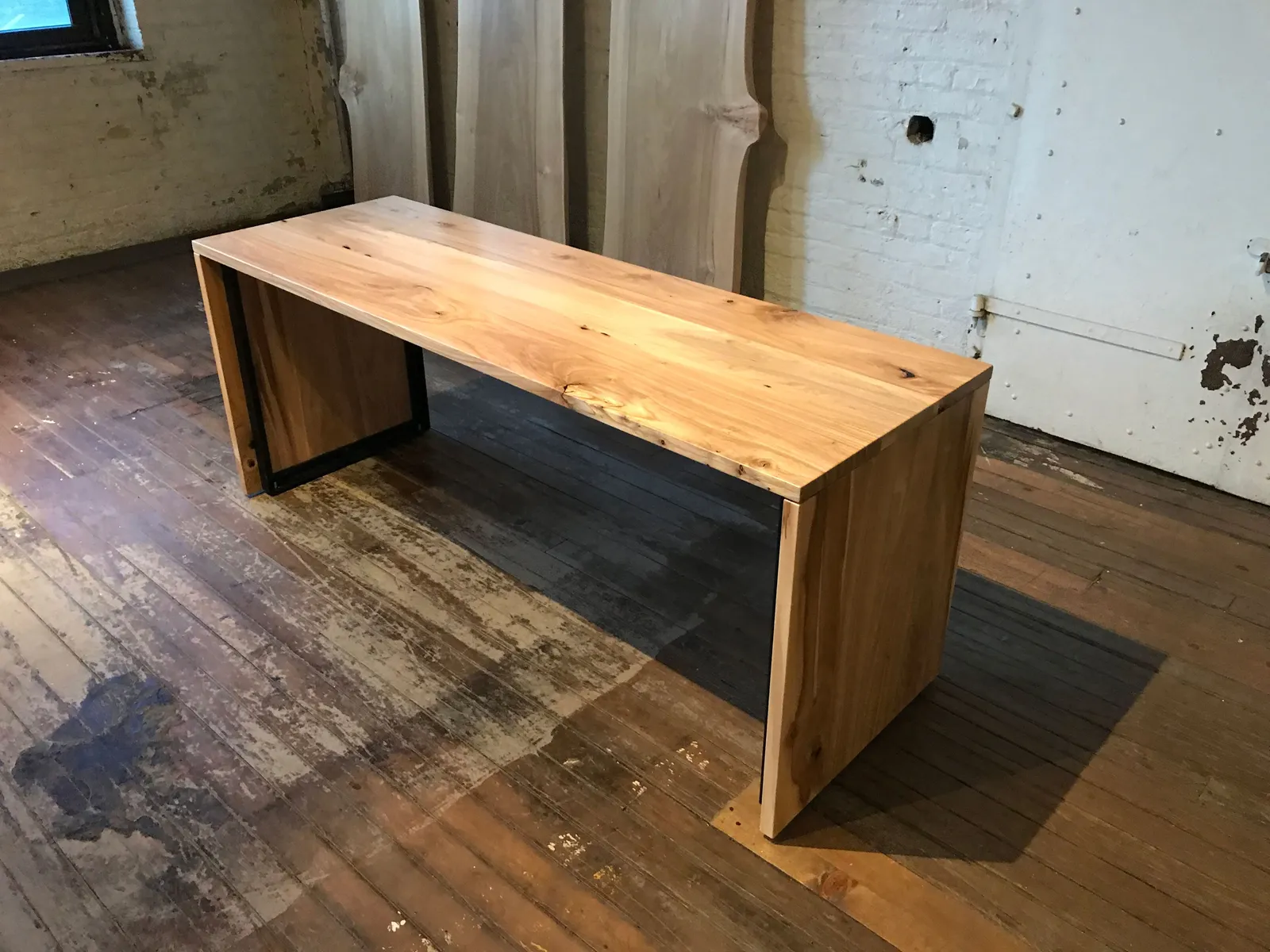 custom desk in elm wood with dual dropsides