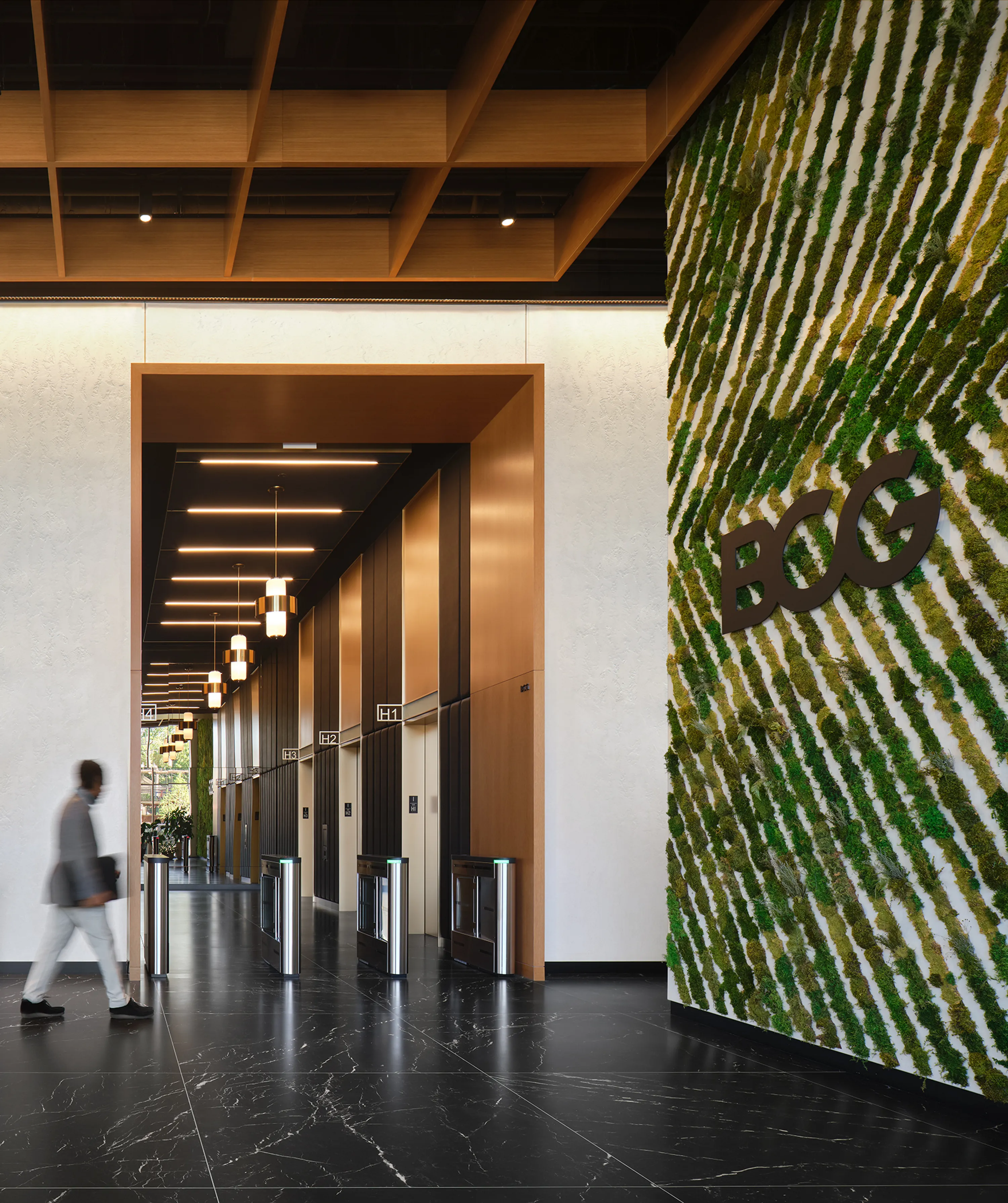 custom green wall by Icon Modern + Variegated Designs
