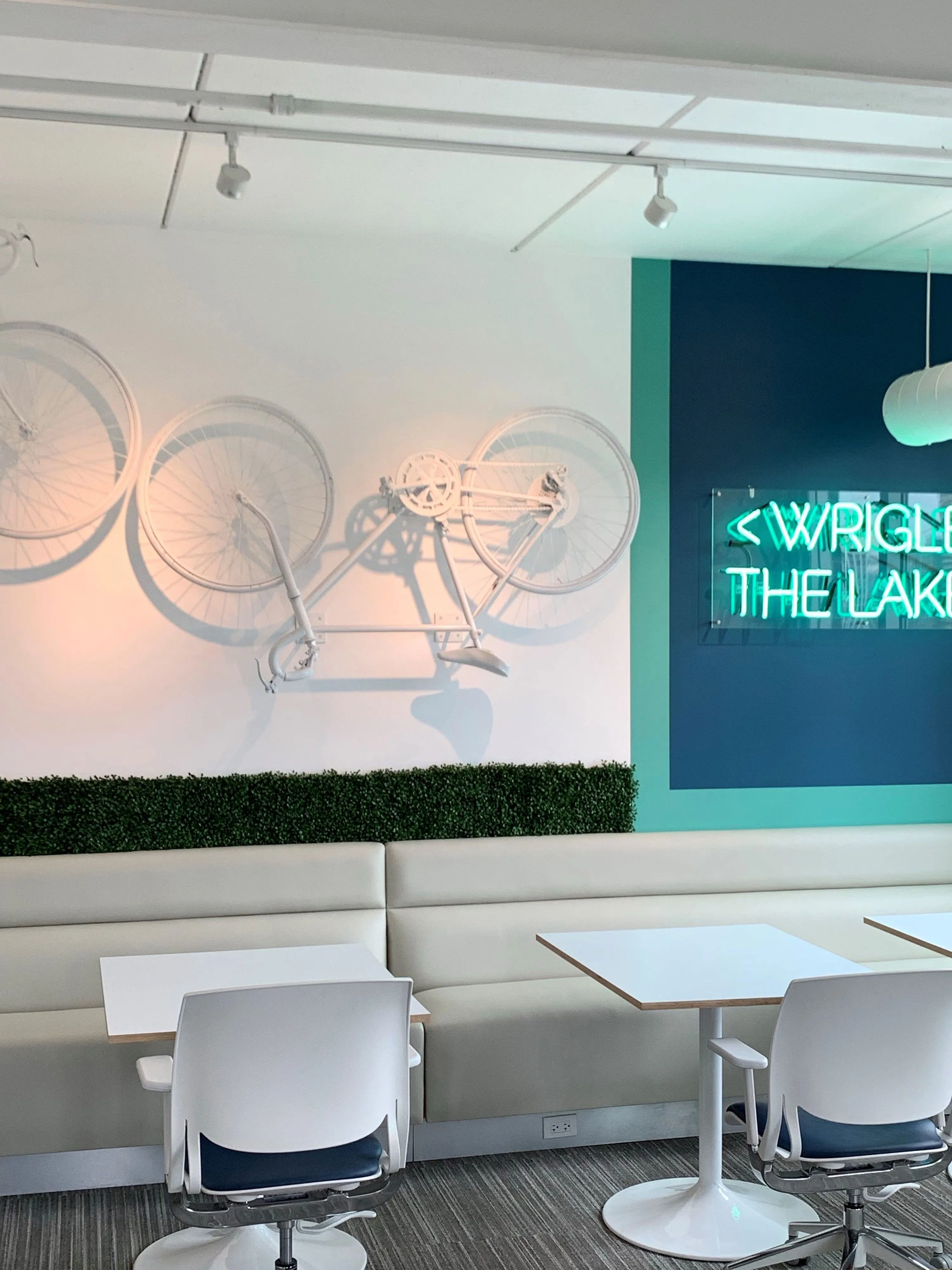 custom feature wall made from reused bicylces