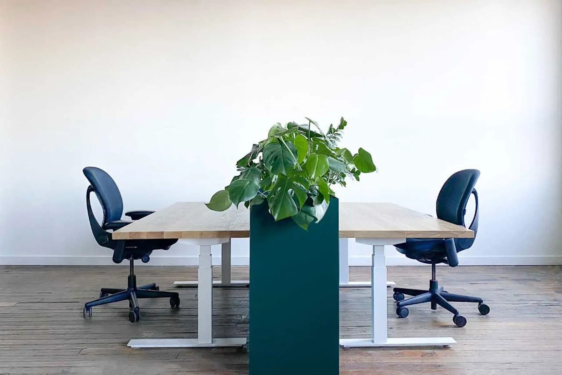 custom steel planter box in teal powdercoat