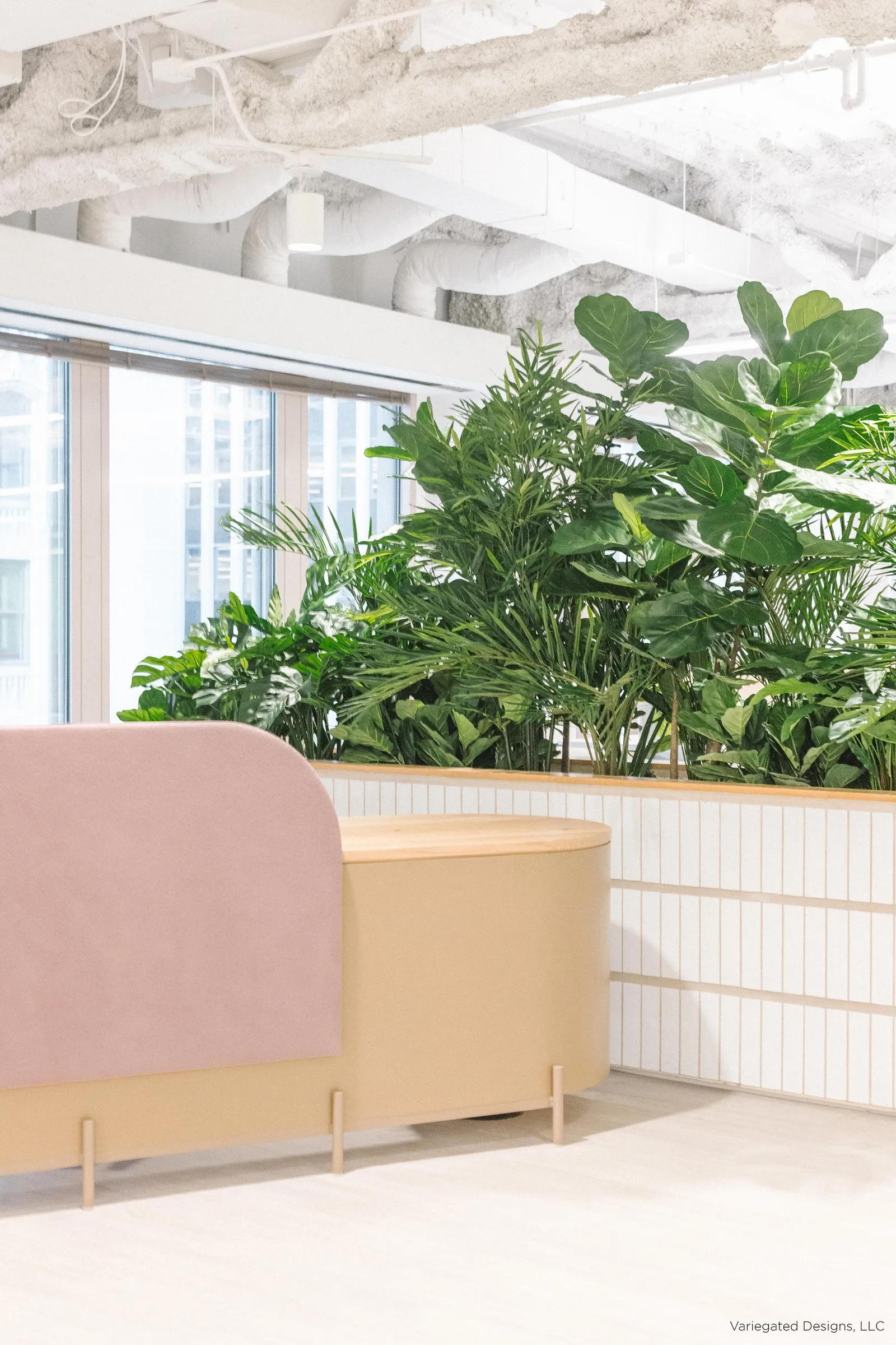 custom reception desk with modesty panel by Icon Modern