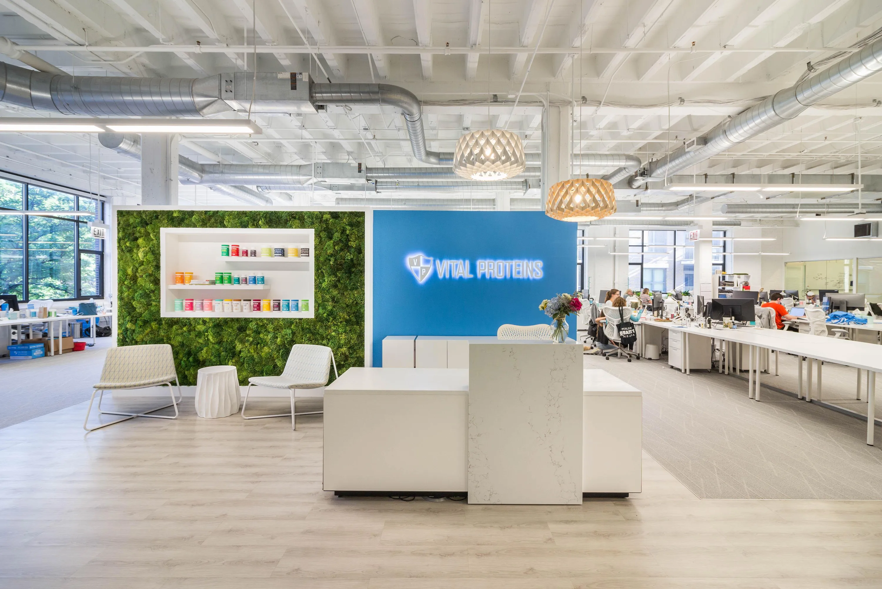 Custom solid surface reception desk by icon modern