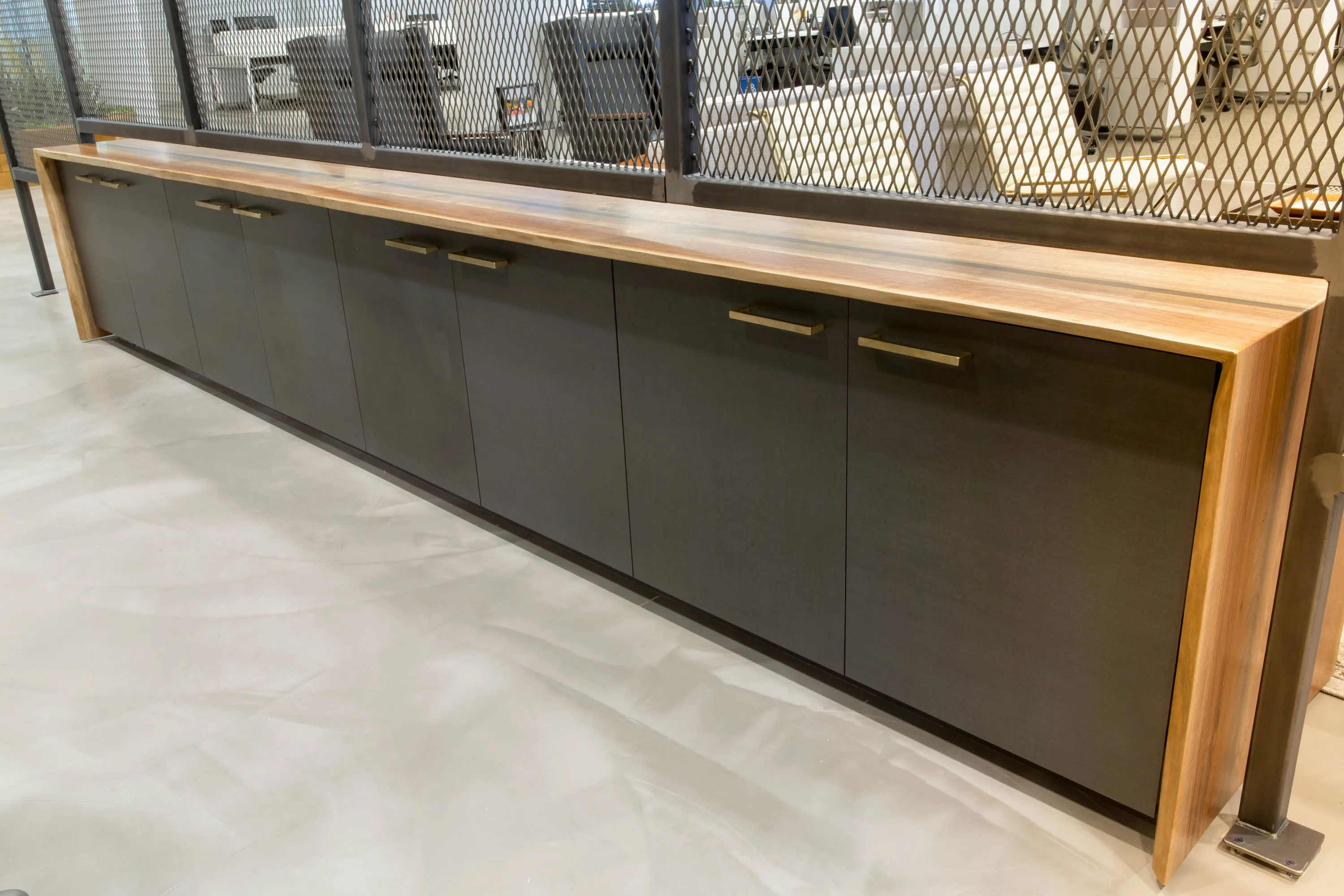 custom credenza in steel & urban walnut by Icon Modern