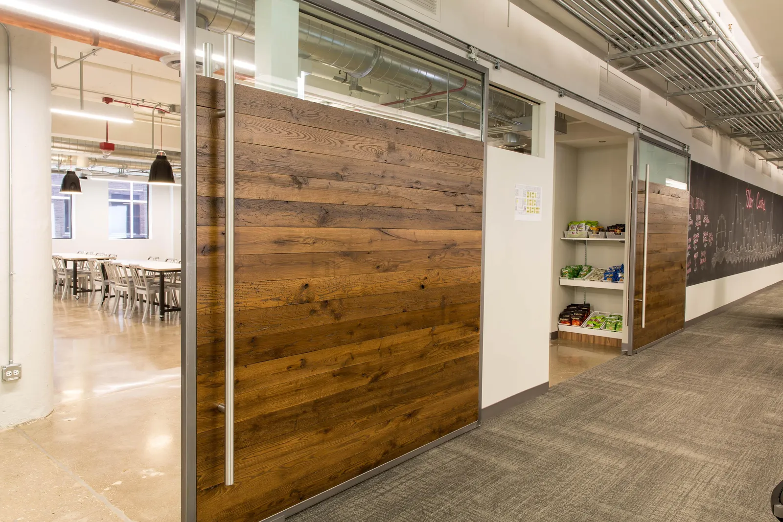 custom sliding door in urban oak by Icon Modern