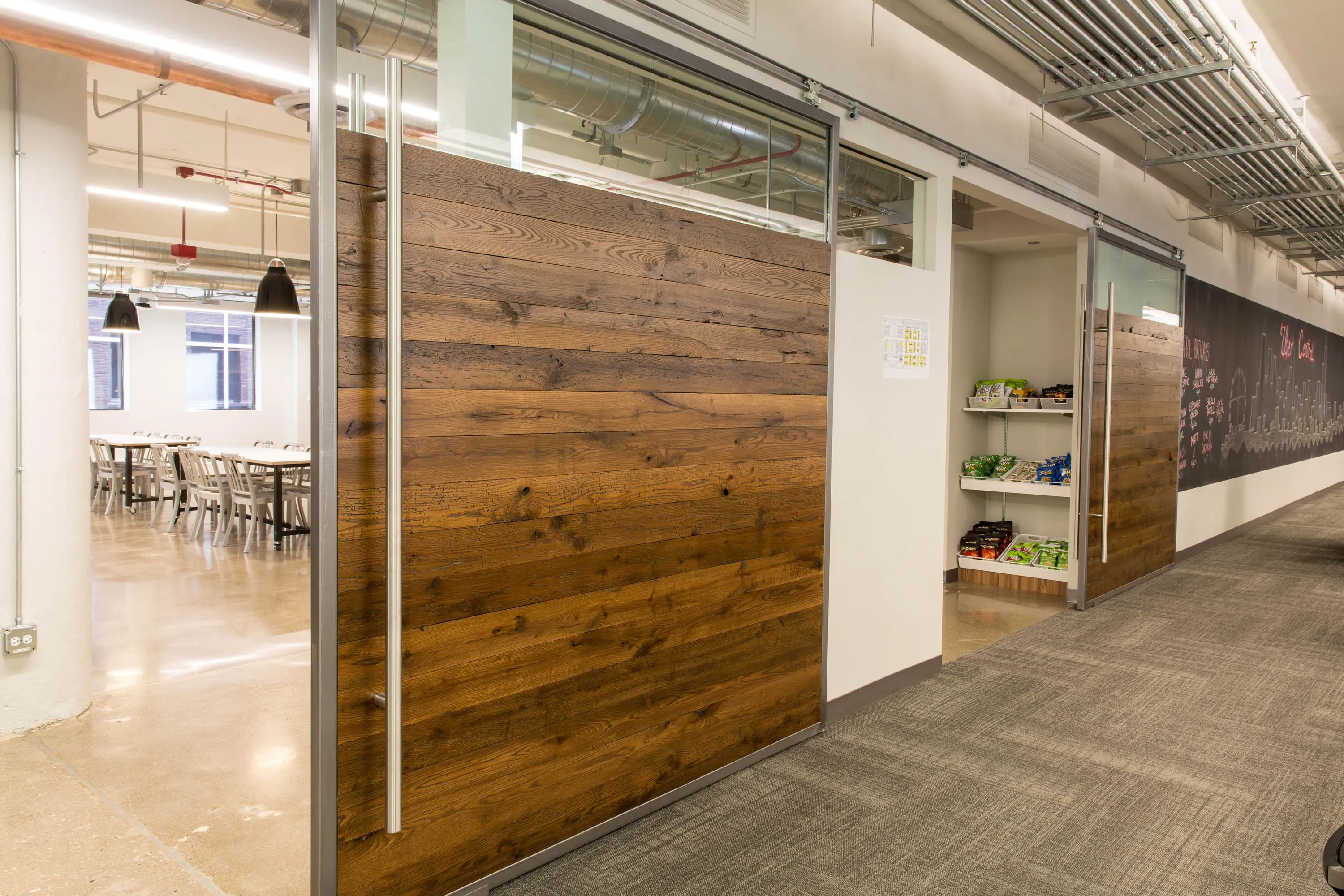 custom sliding door in urban oak by Icon Modern