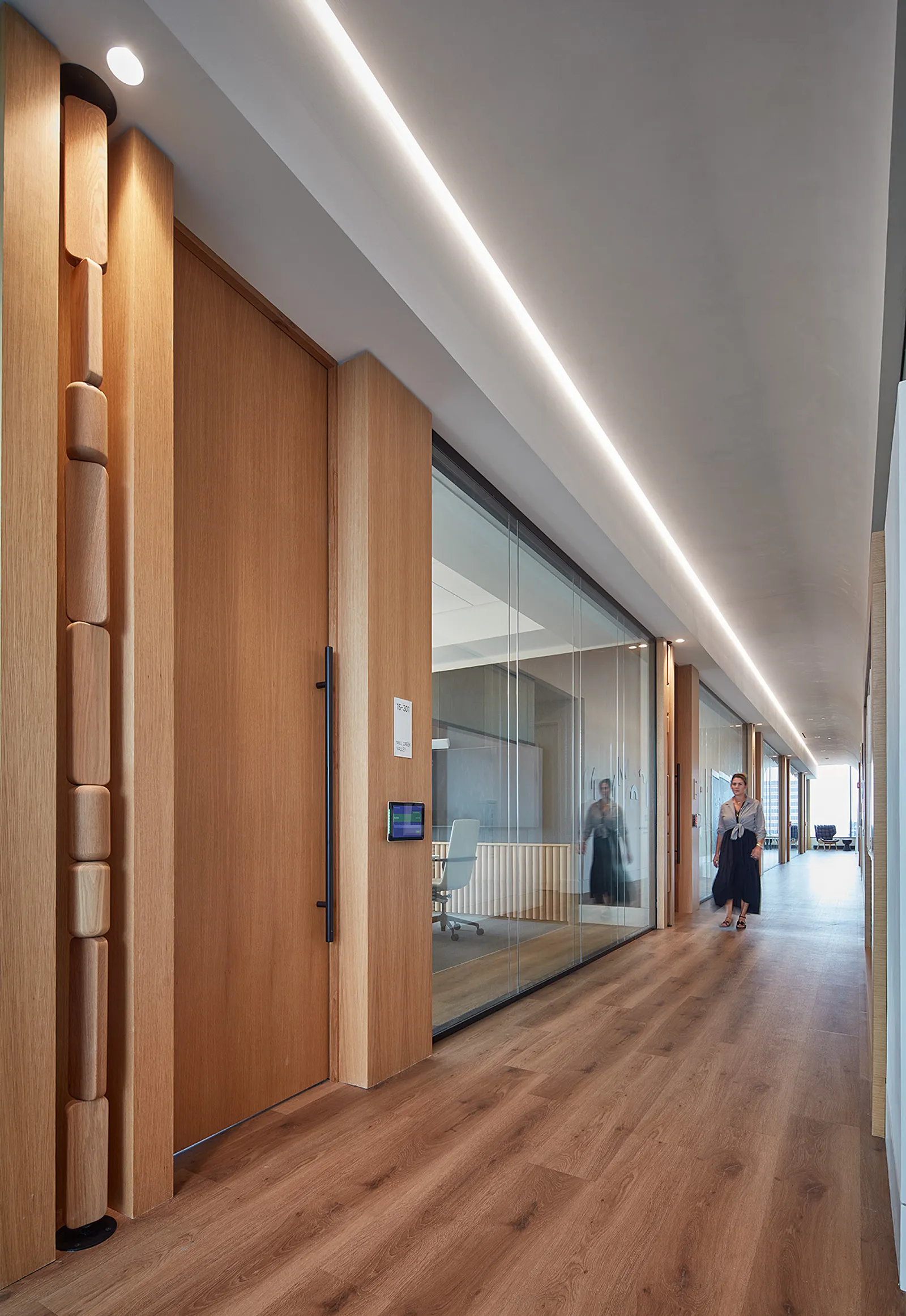 custom oak hardwood totem space dividers by Icon Modern