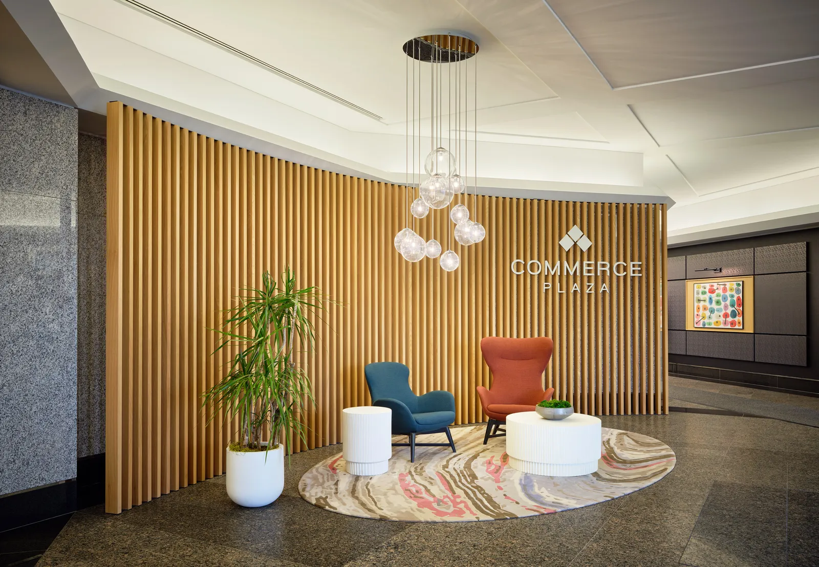 custom slat wall space divider in white oak veneer by Icon Modern