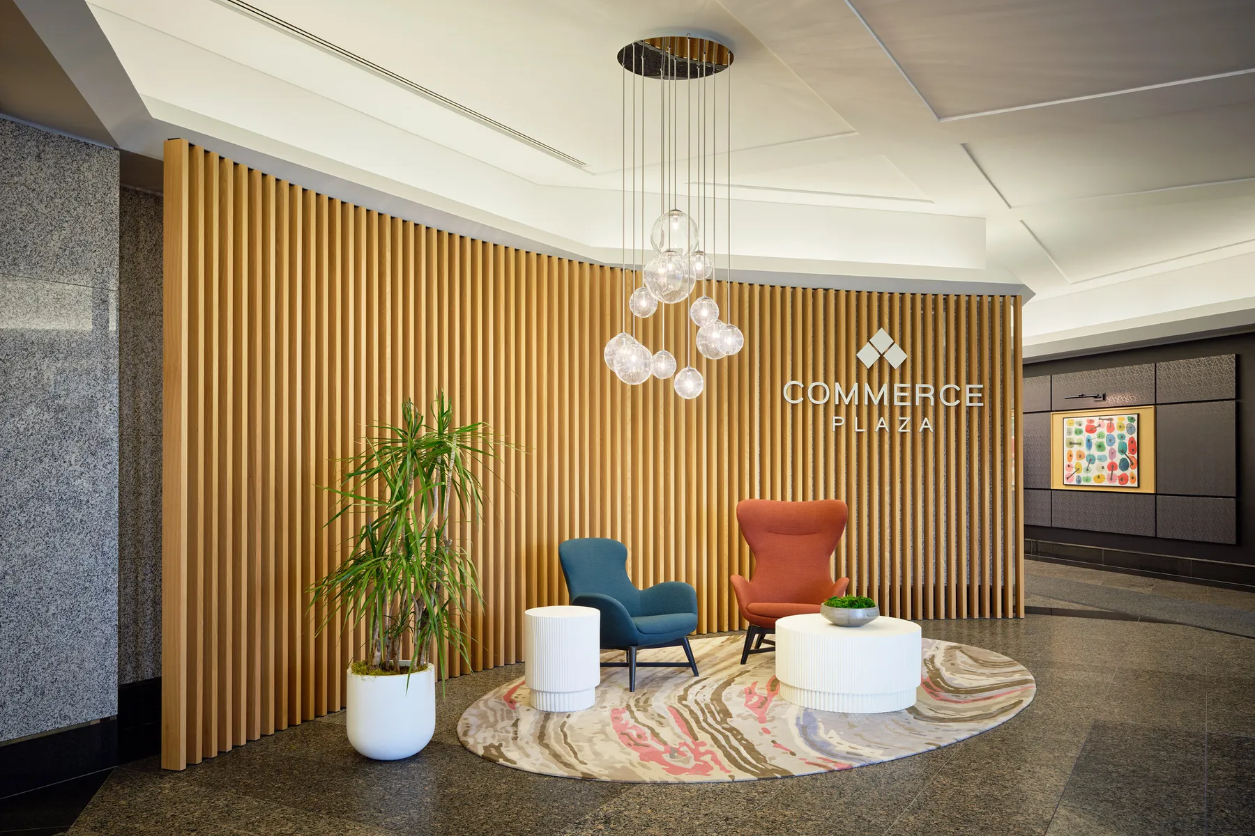 custom slat wall space divider in white oak veneer by Icon Modern