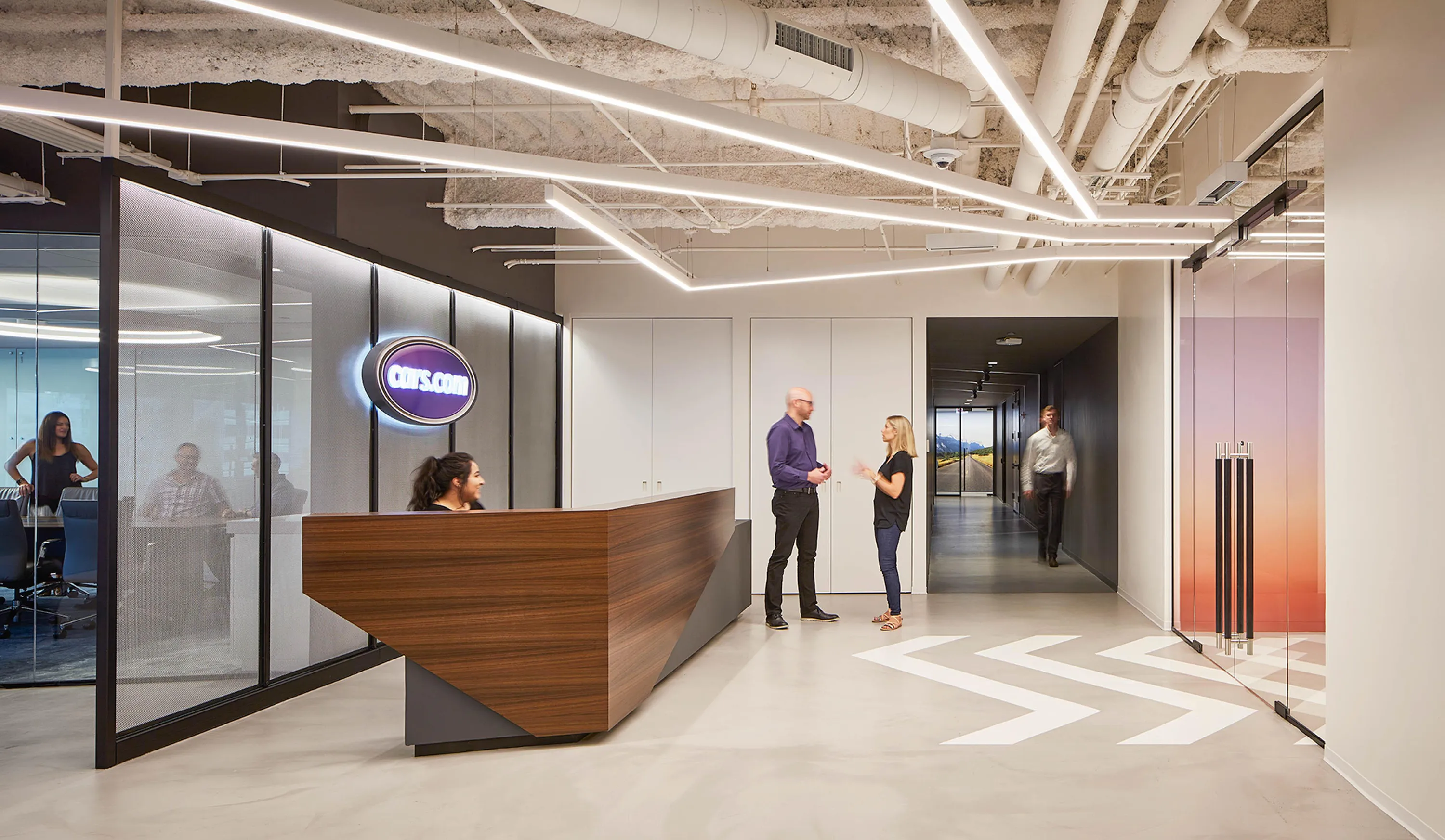 custom space divider with steel tube frame & aluminum panel by Icon Modern