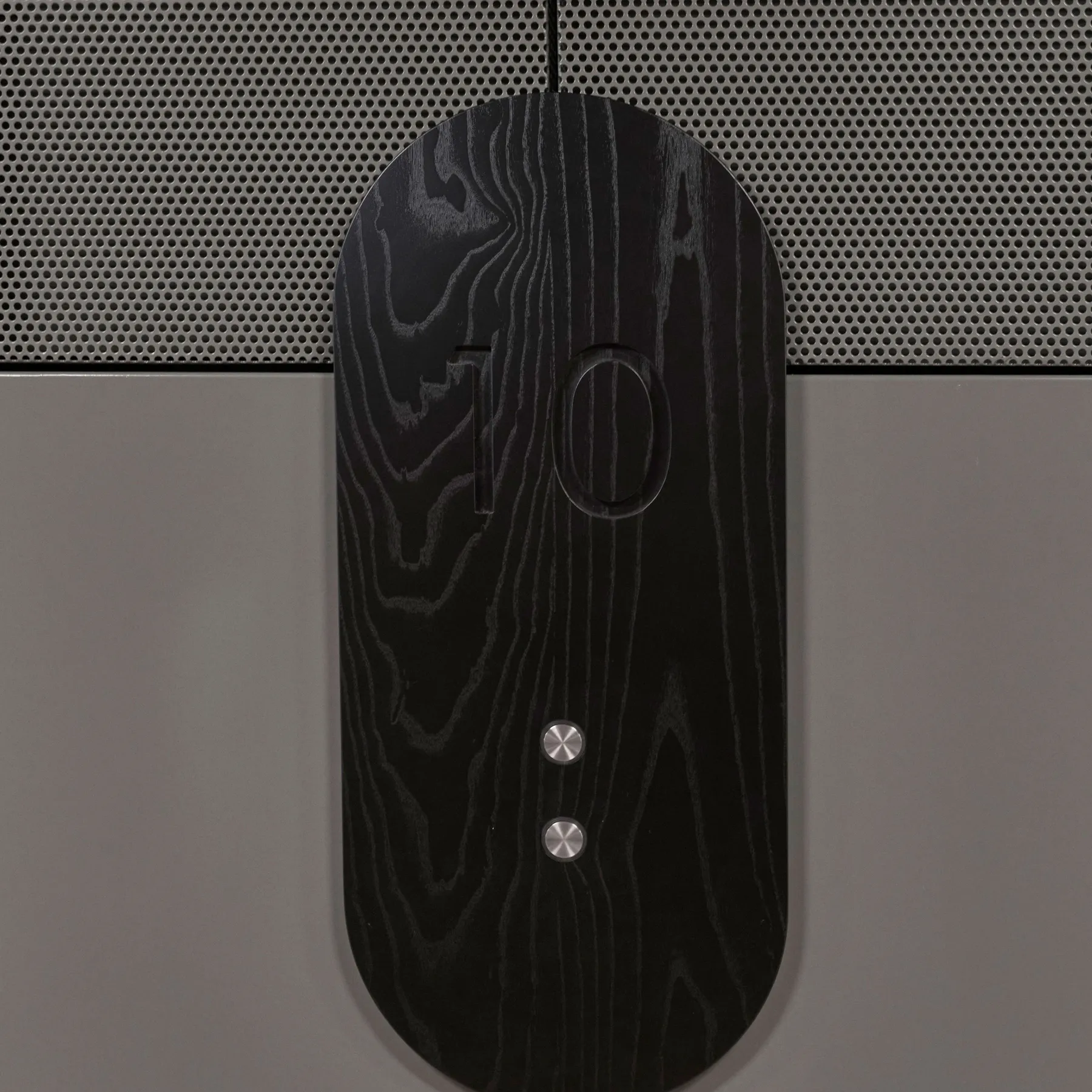 custom elevator call out sign in ebonized black by Icon Modern