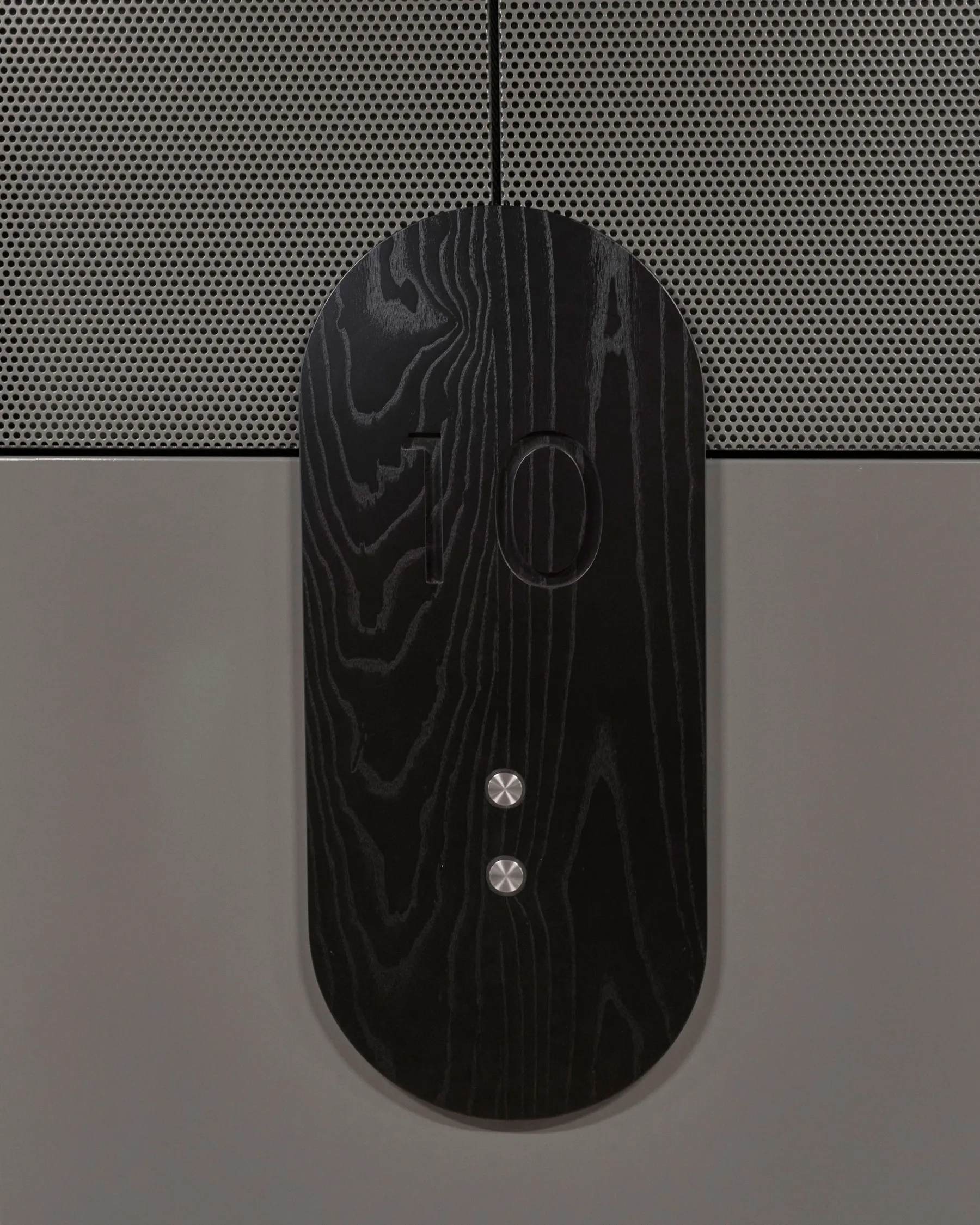 custom elevator call out sign in ebonized black by Icon Modern