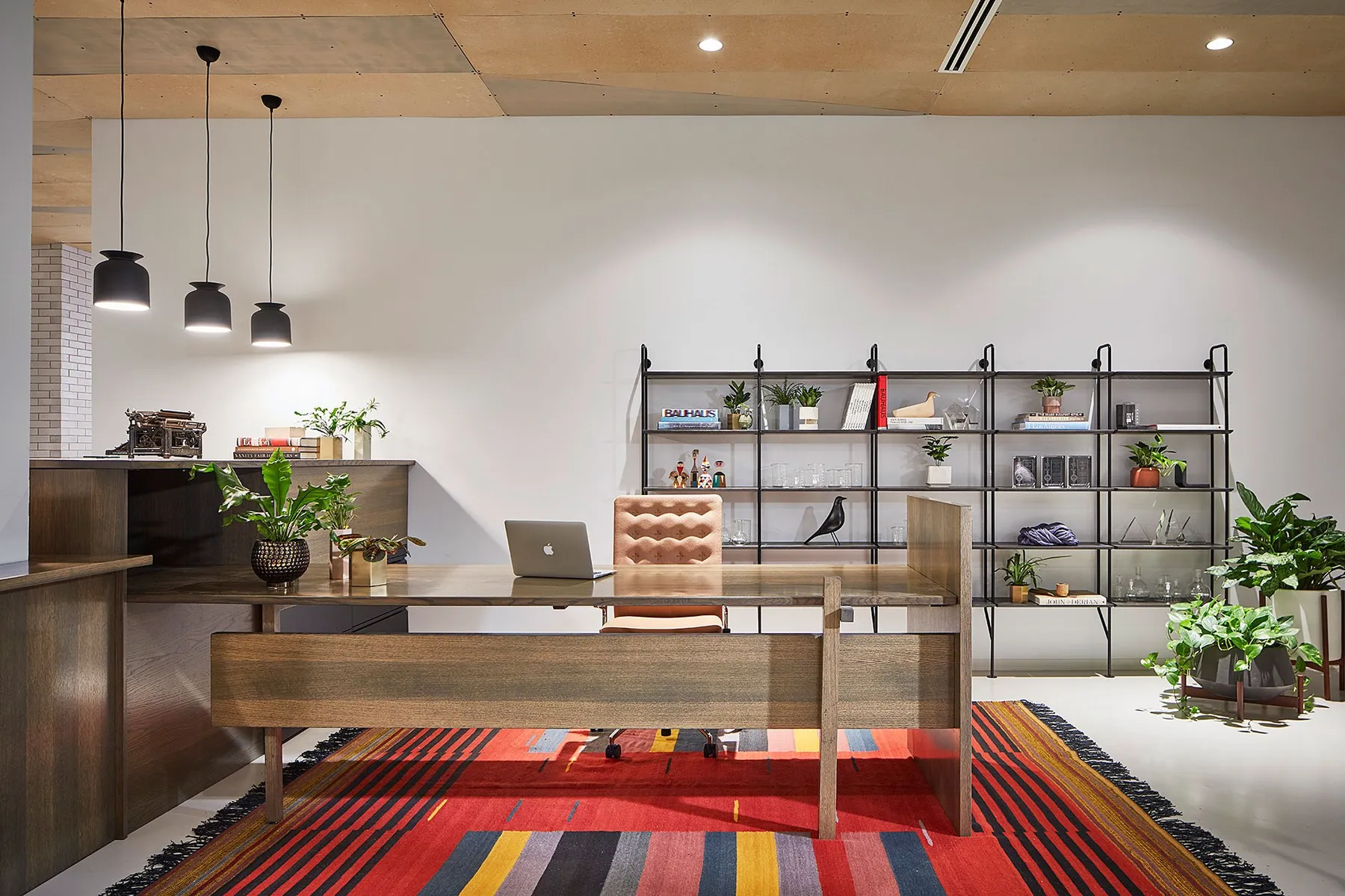 custom reception desk ash in custom finish by Icon Modern