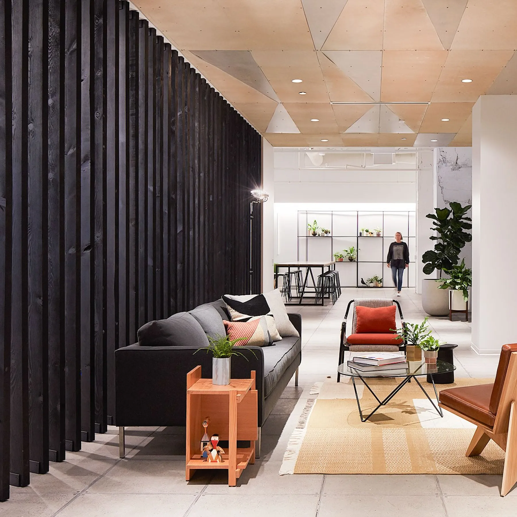 custom space divider ebonized urban pine slats by Icon Modern