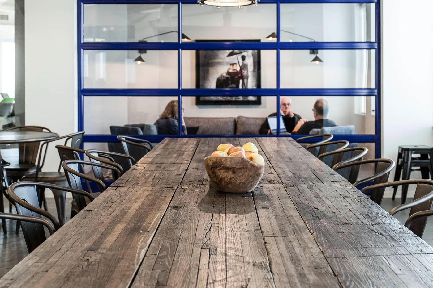 custom conference table boxcar flooring by Icon Modern