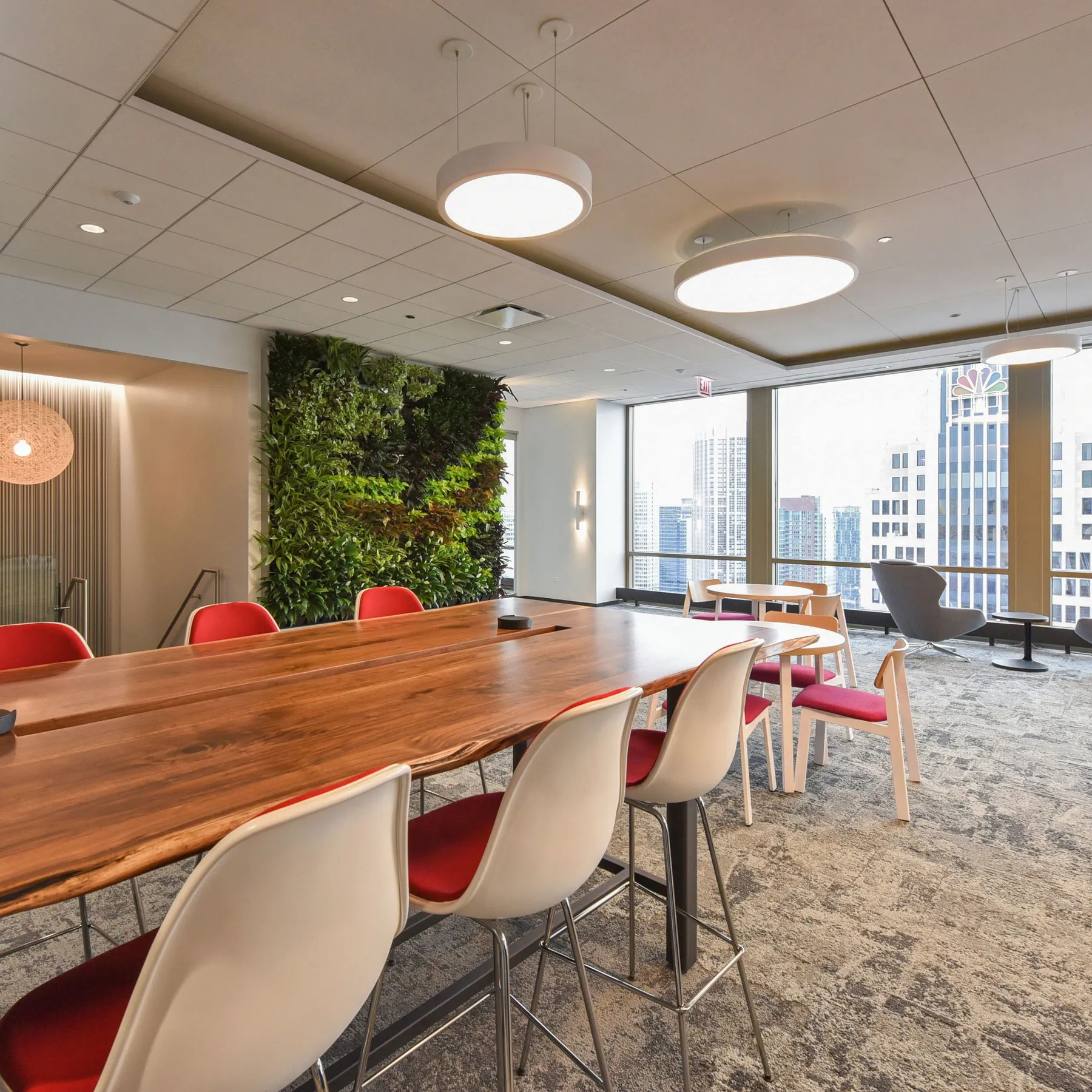 custom community table with power strip by Icon Modern