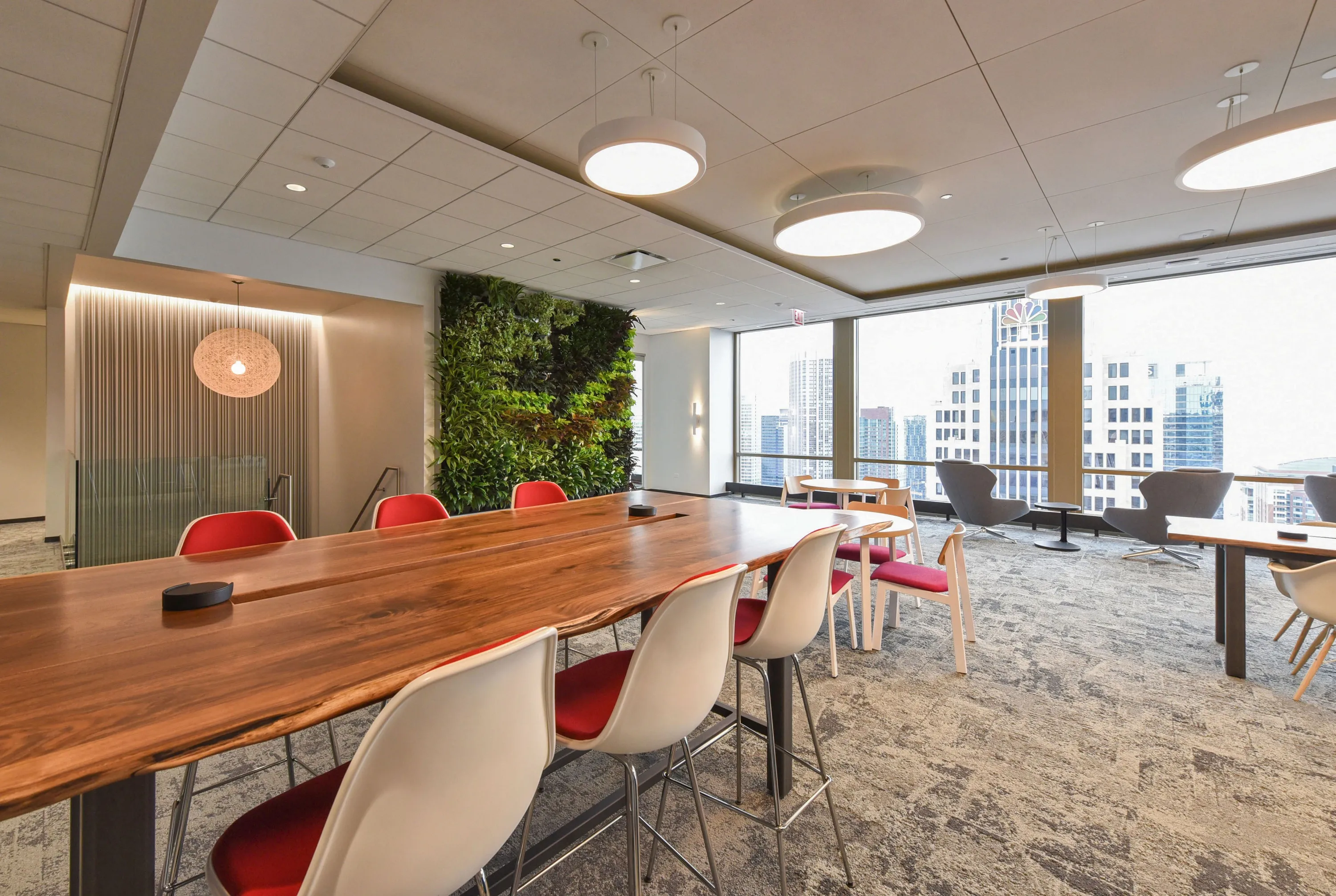 custom community table with power strip by Icon Modern