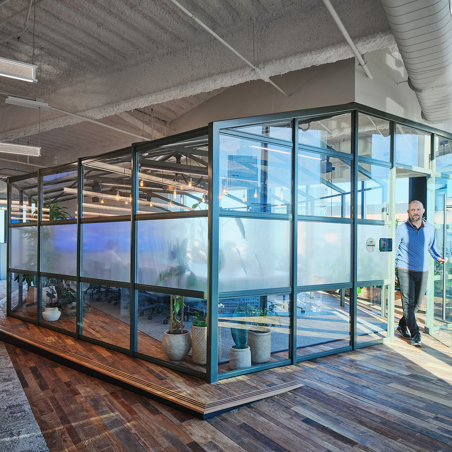 custom steel space divider greenhouse by Icon Modern