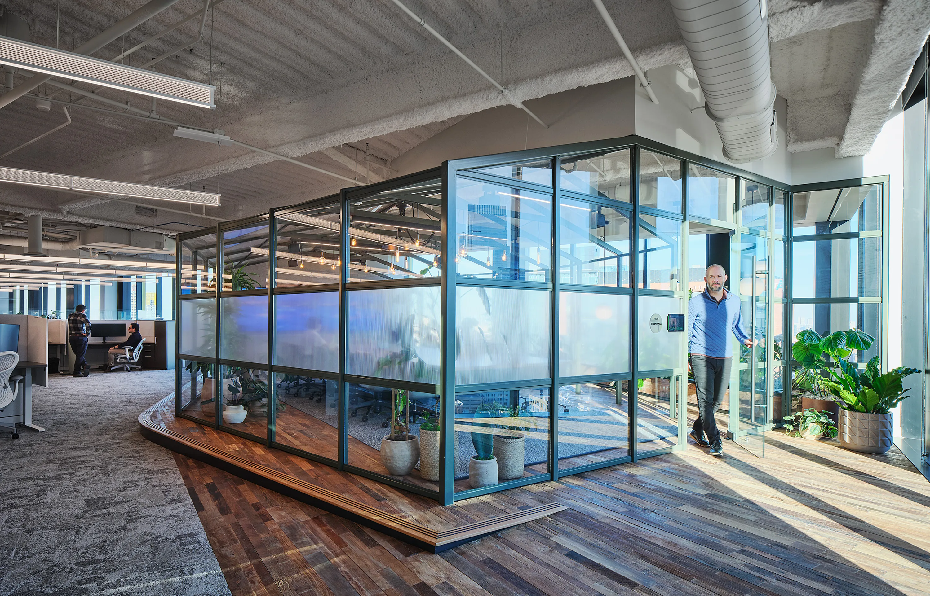 custom steel space divider greenhouse by Icon Modern