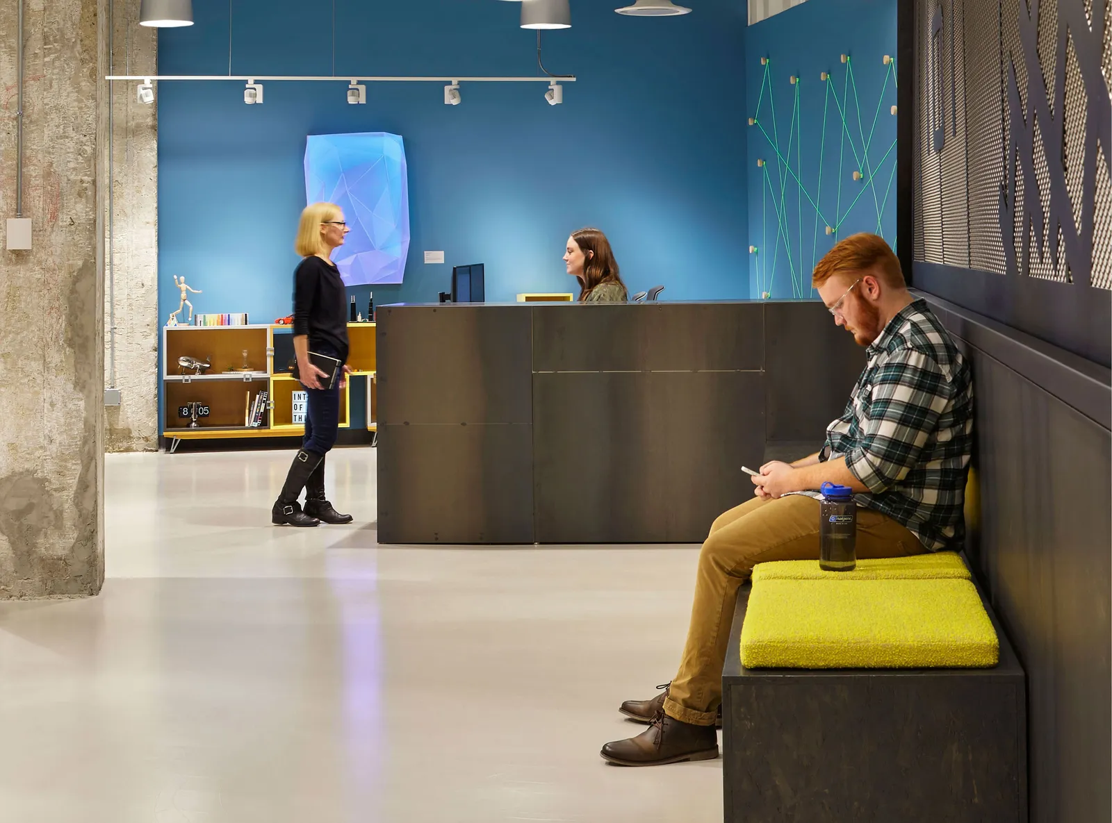 custom reception desk steel panels by Icon Modern