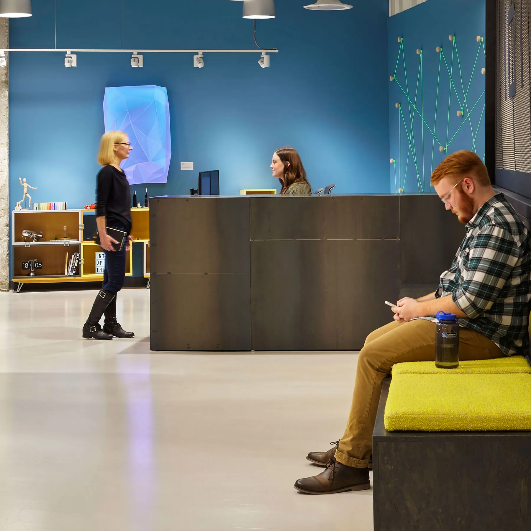 custom reception desk steel panels by Icon Modern