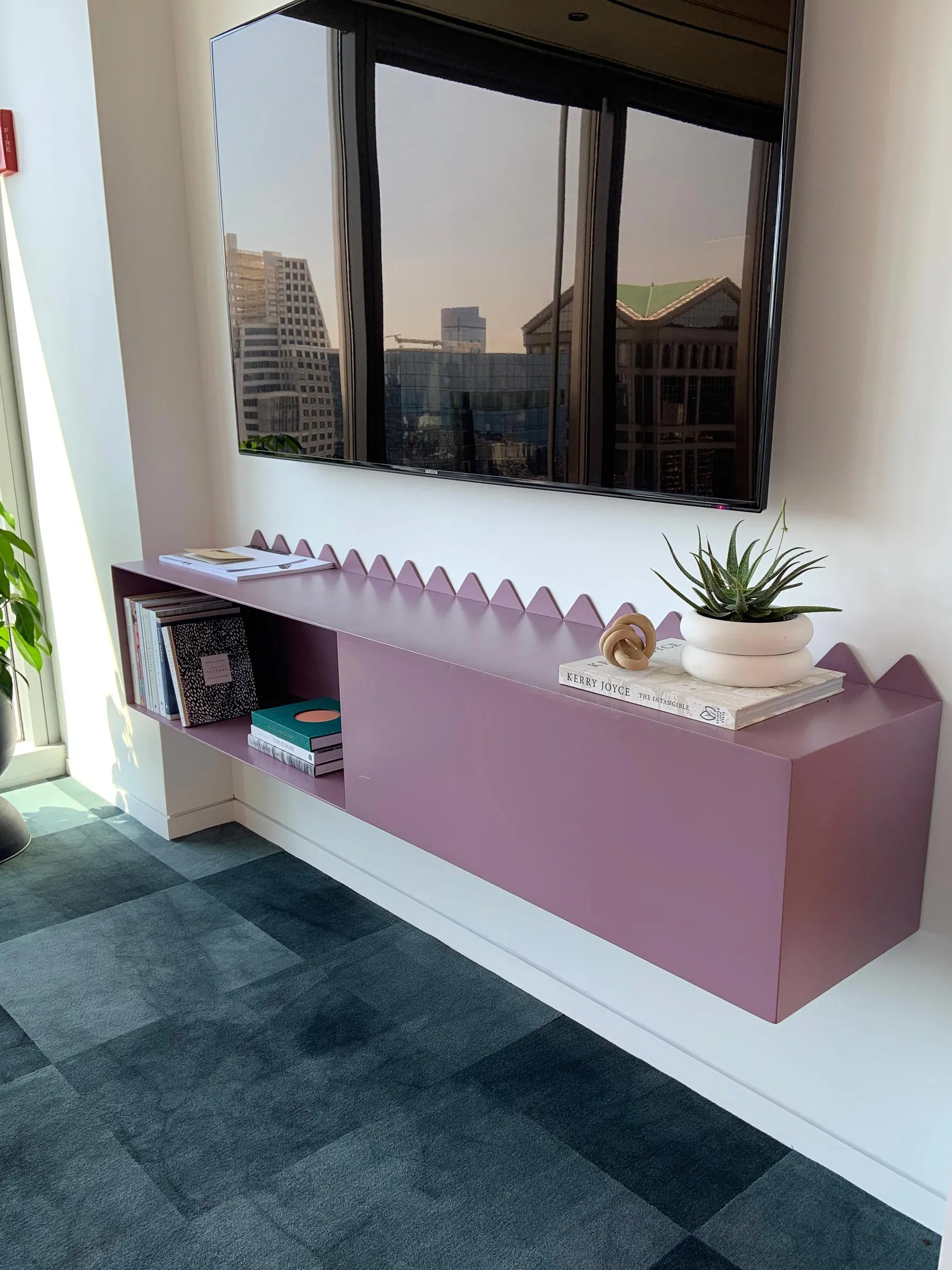 custom credenza in steel with custom purple powdercoat by Icon Modern