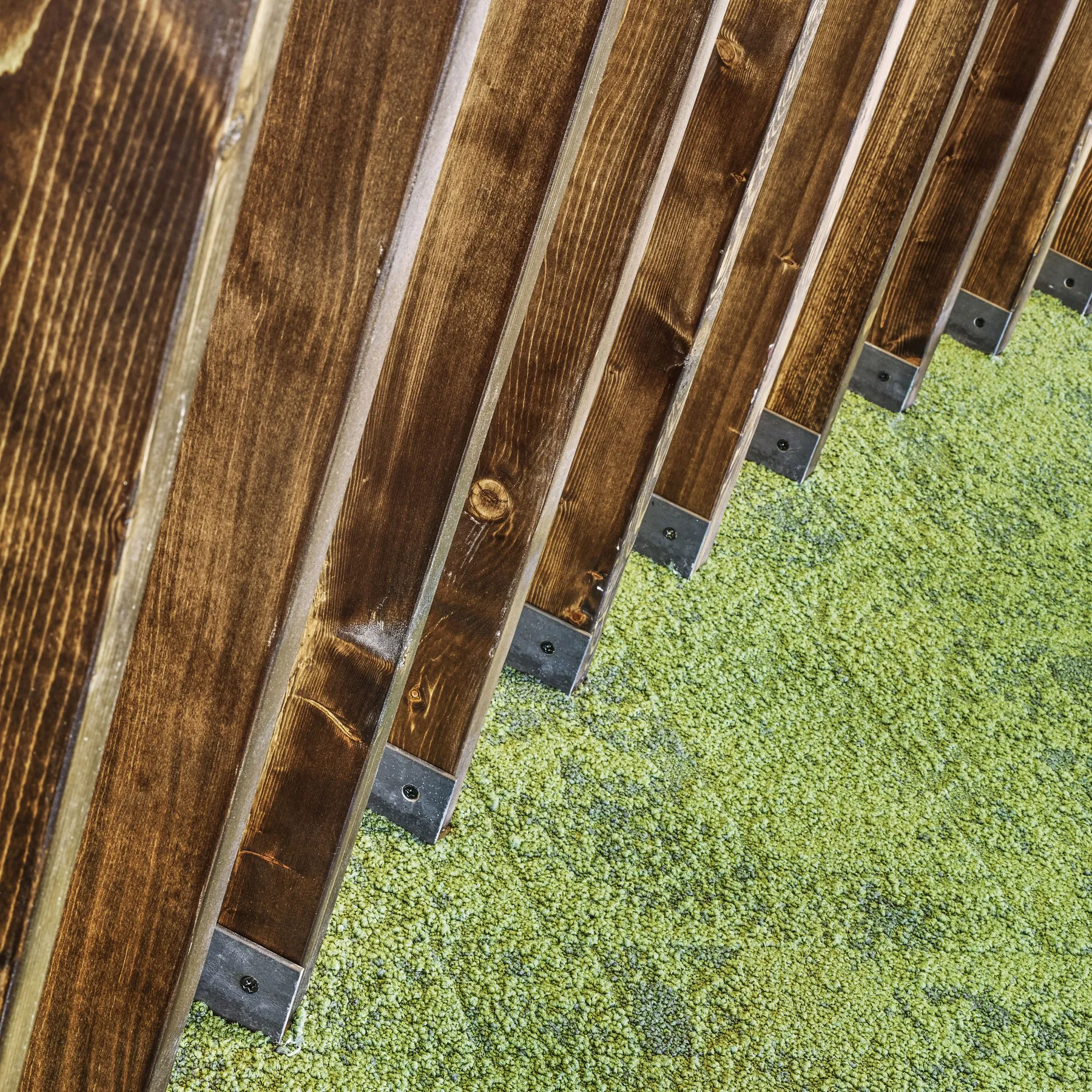 custom space divider old growth fir detail by Icon Modern