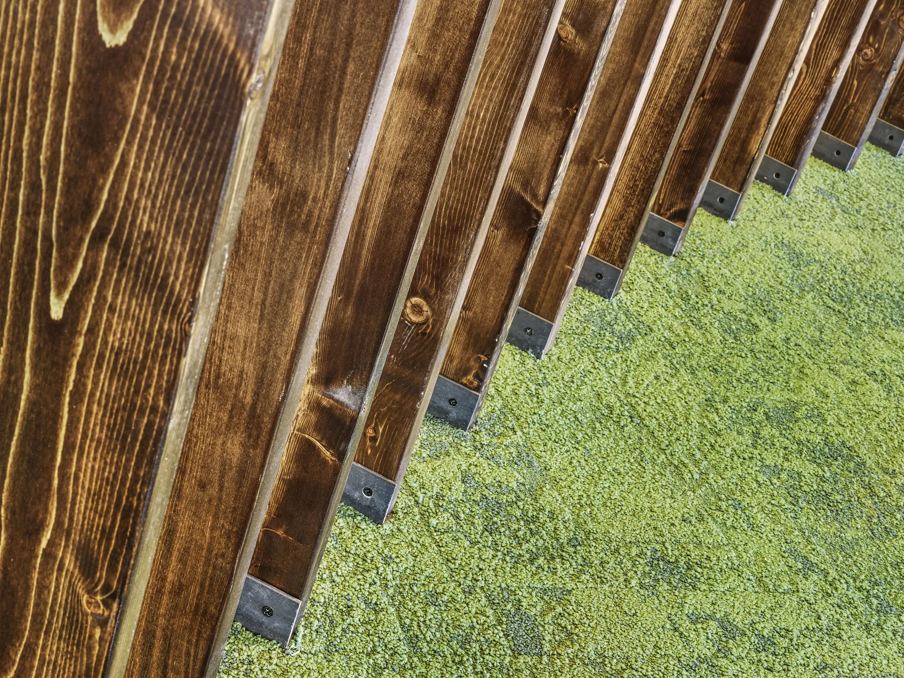 custom space divider old growth fir detail by Icon Modern