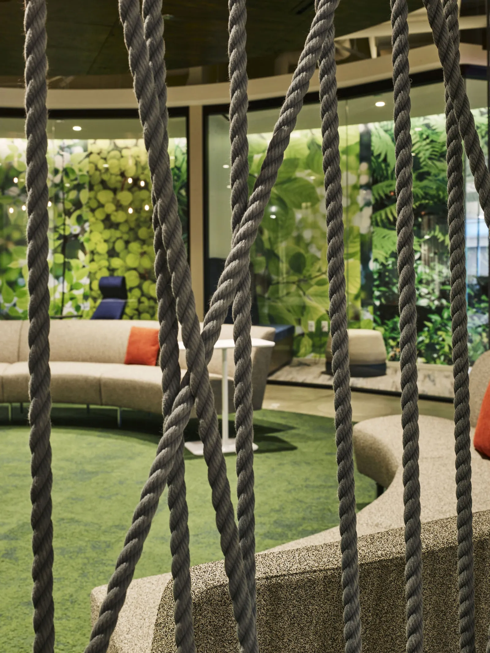 custom space divider nylon rope detail by Icon Modern