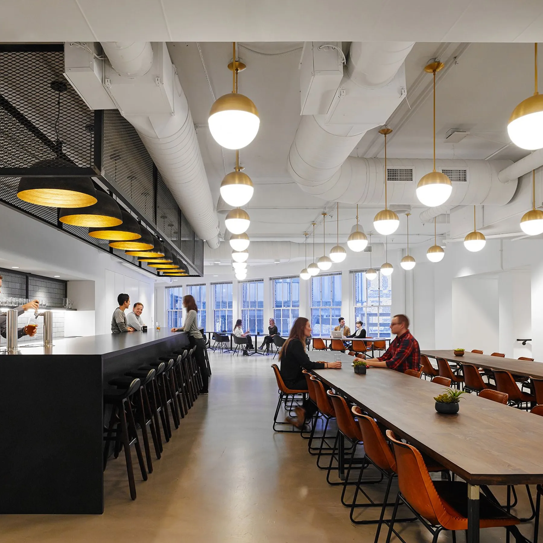 custom community table steel with steel light enclosure by Icon Modern