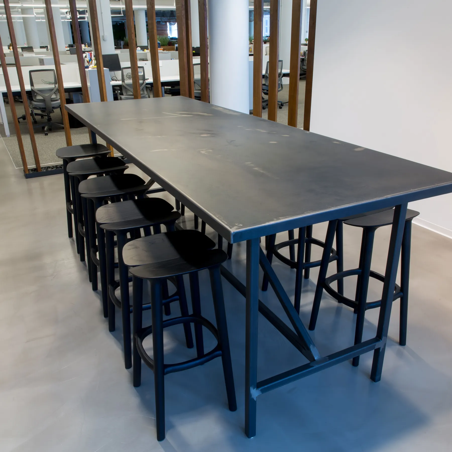 custom community table in steel by Icon Modern